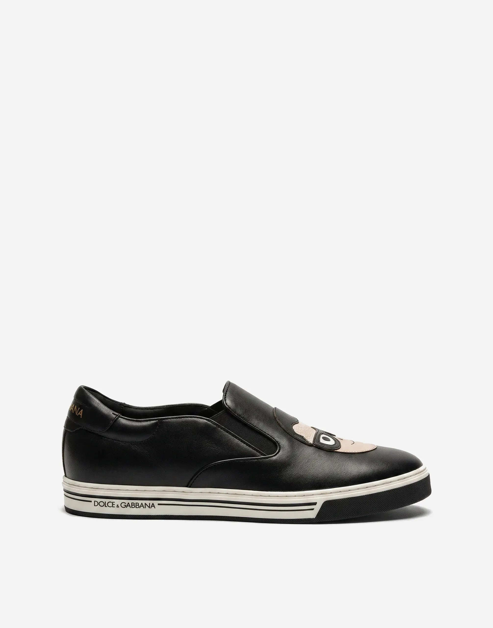 Dolce & Gabbana Designer Patch Leather Slip-On Sneakers