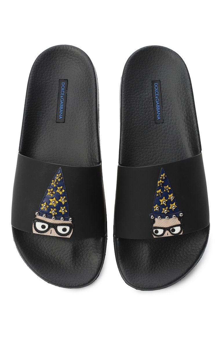 Dolce & Gabbana Designer's Patch Leather Slides