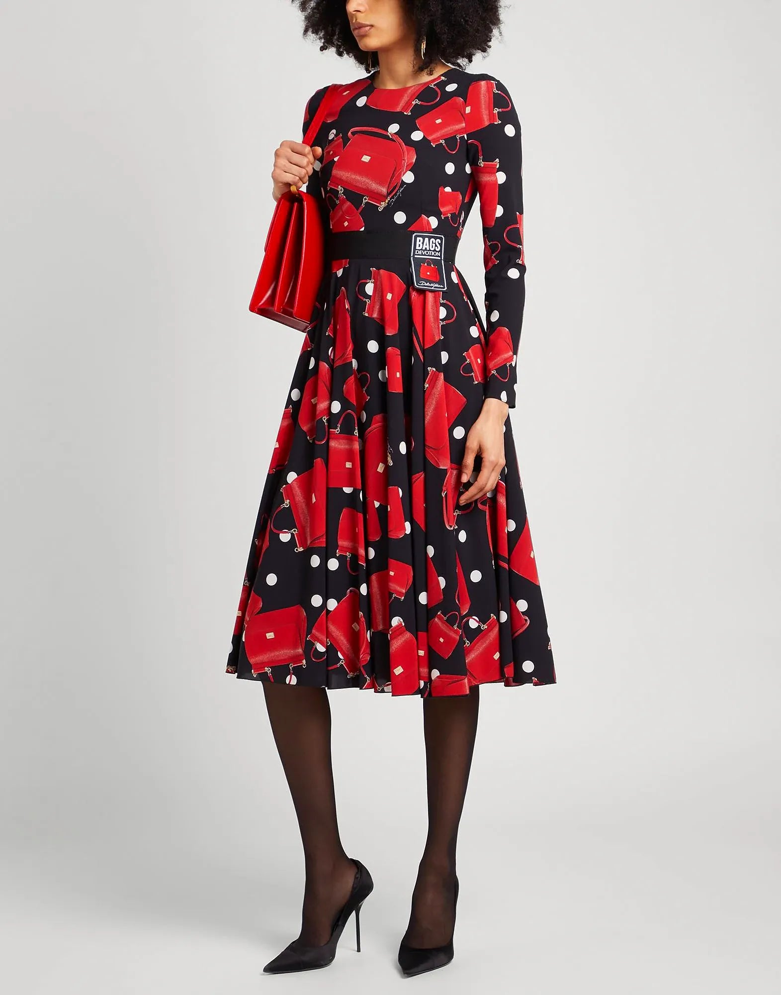 Dolce & Gabbana Dolce & Gabbana Devotion Bag Print Midi Dress