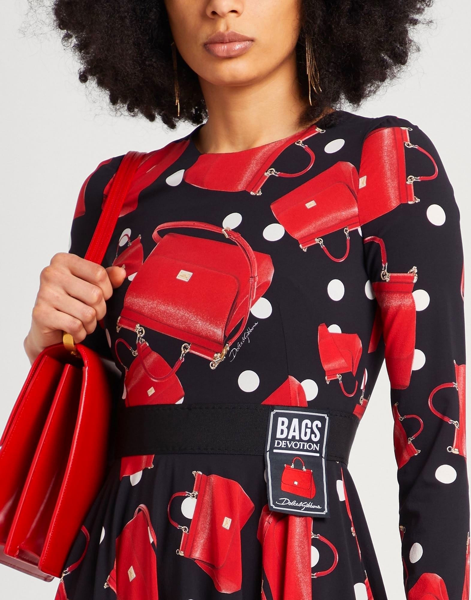 Dolce & Gabbana Dolce & Gabbana Devotion Bag Print Midi Dress