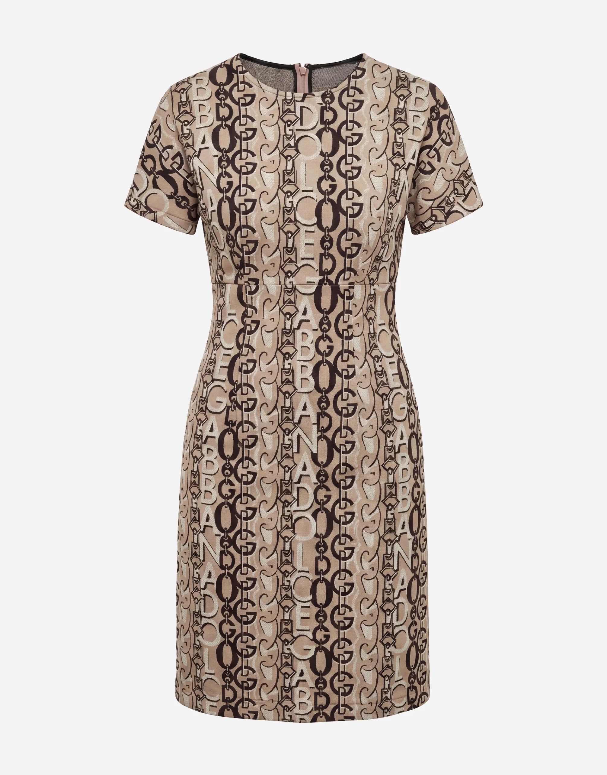 Dolce & Gabbana DG Chain Monogram Short-Sleeve Fitted Dress