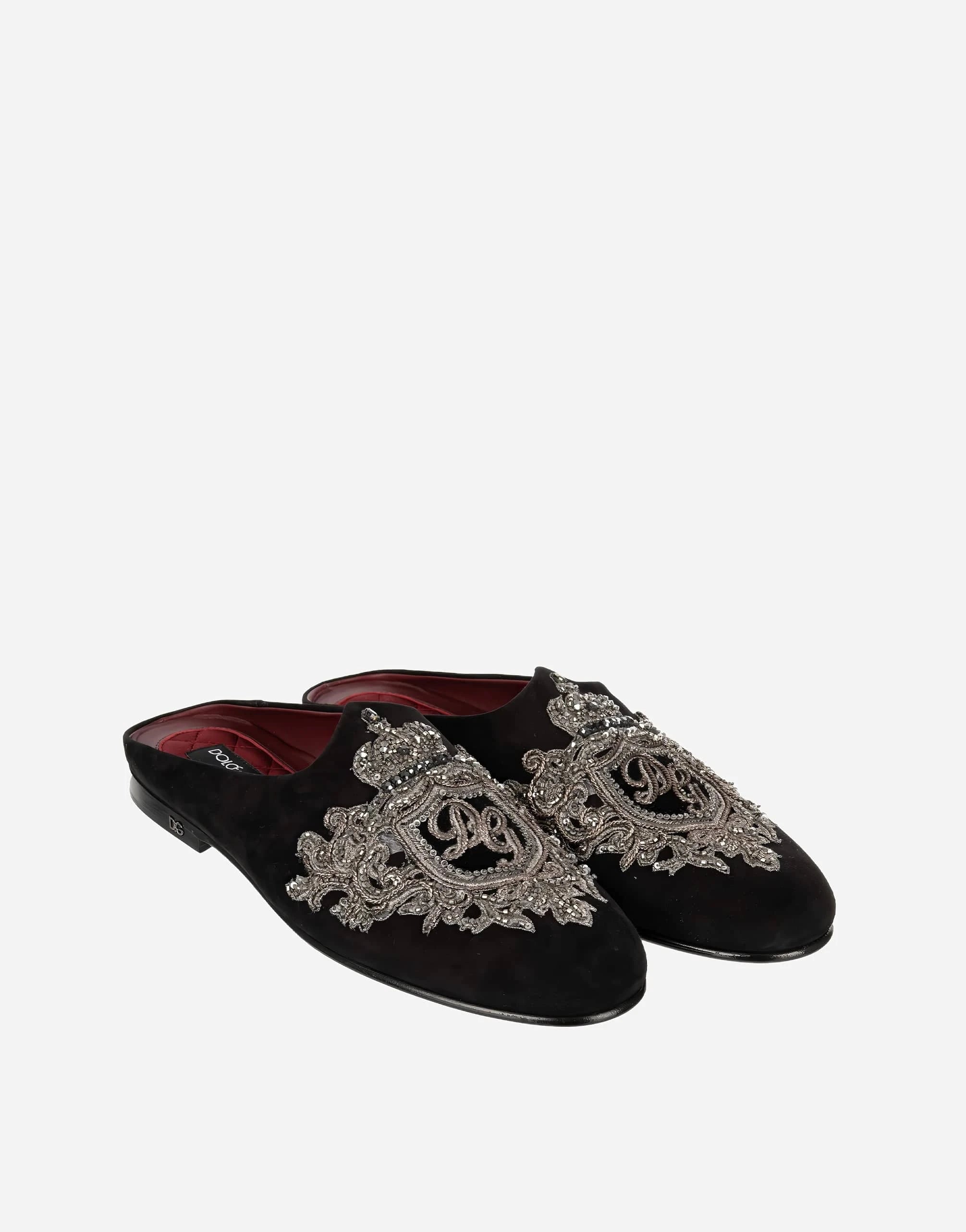 Dolce & Gabbana DG Crown Velvet Slippers