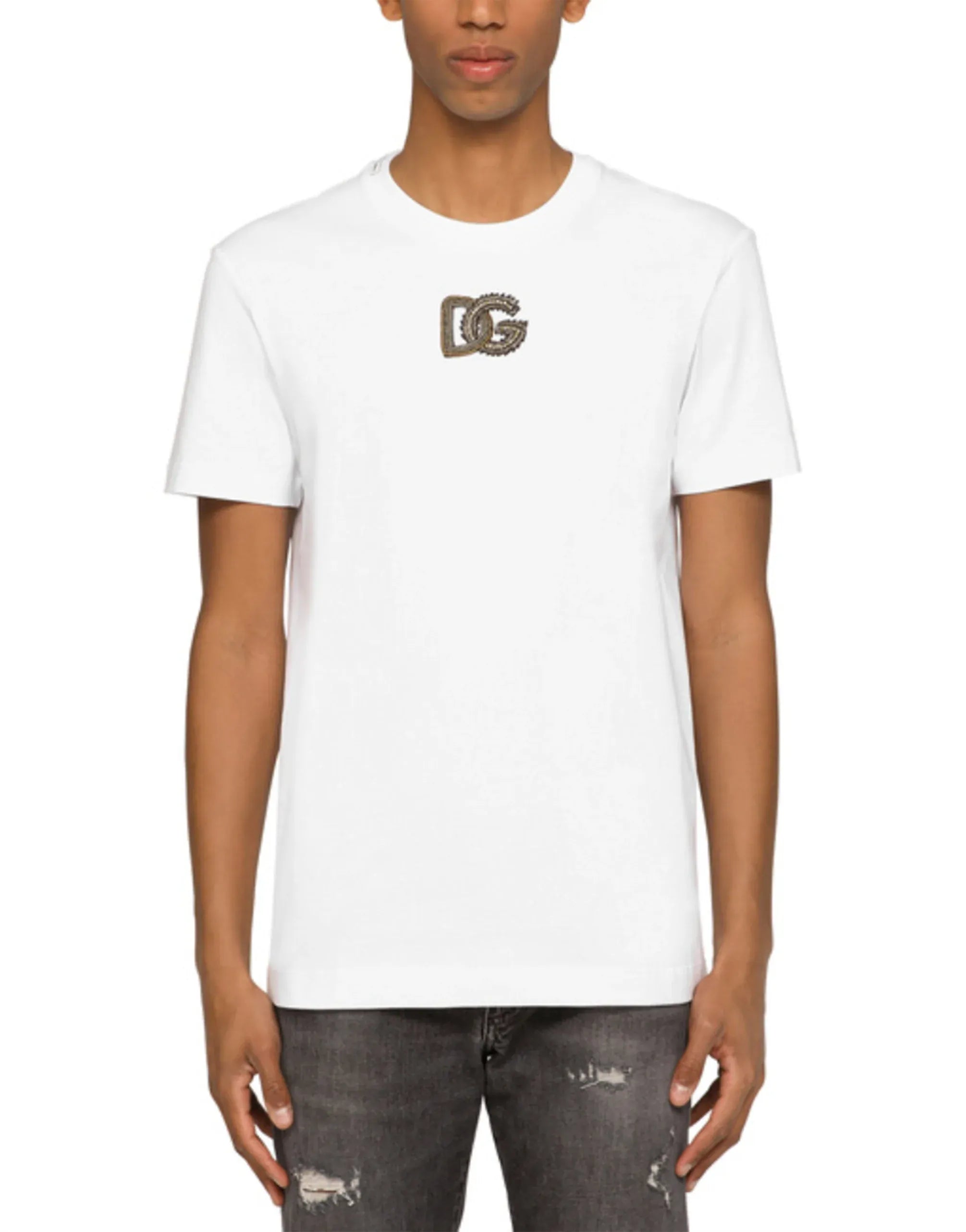 Dolce & Gabbana DG Embellished Cotton T-Shirt