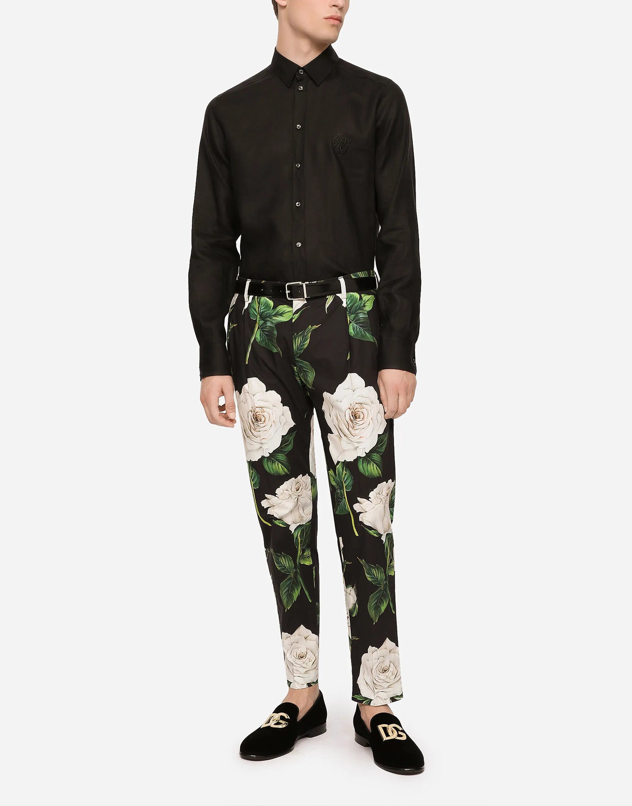 Dolce & Gabbana DG Embroidery Linen Martini-Fit Shirt - alternate view