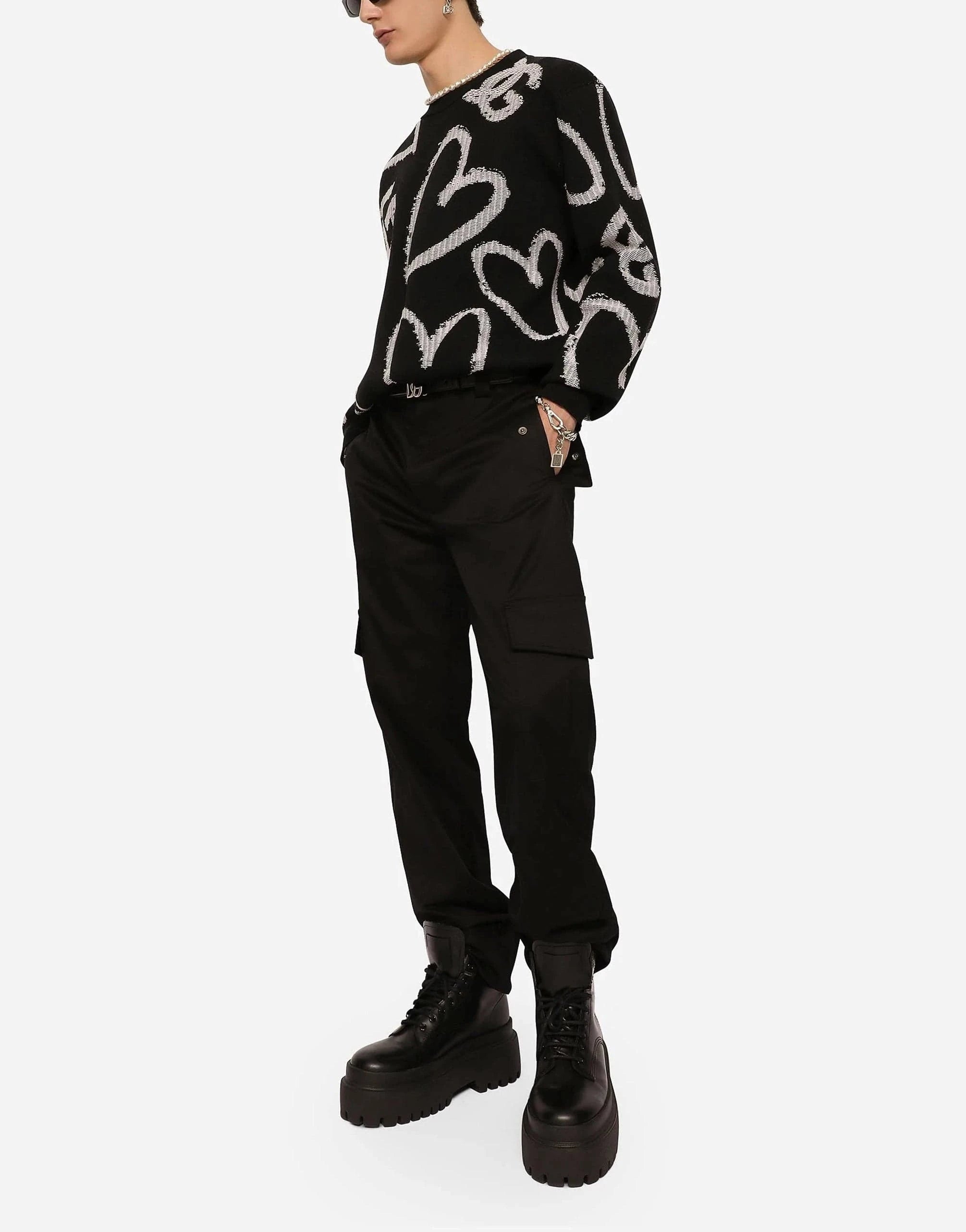 Dolce & Gabbana DG Heart-Print Jacquard Sweater