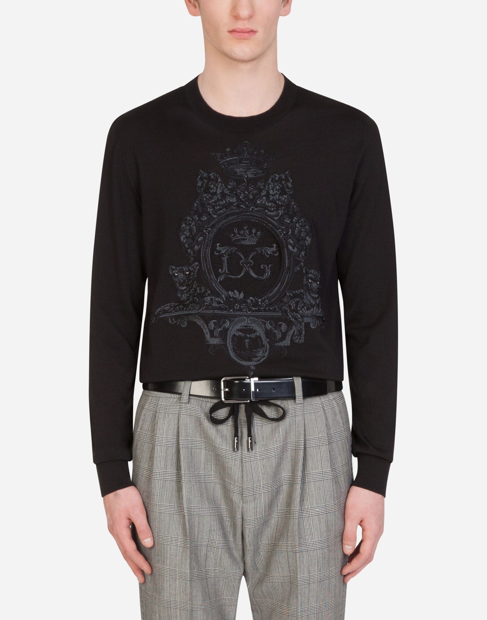 Dolce & Gabbana DG Heraldic Embroidery Silk-Blend Sweater