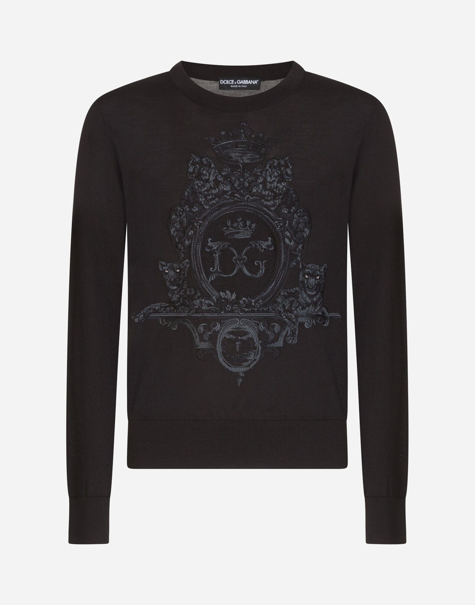 Dolce & Gabbana DG Heraldic Embroidery Silk-Blend Sweater