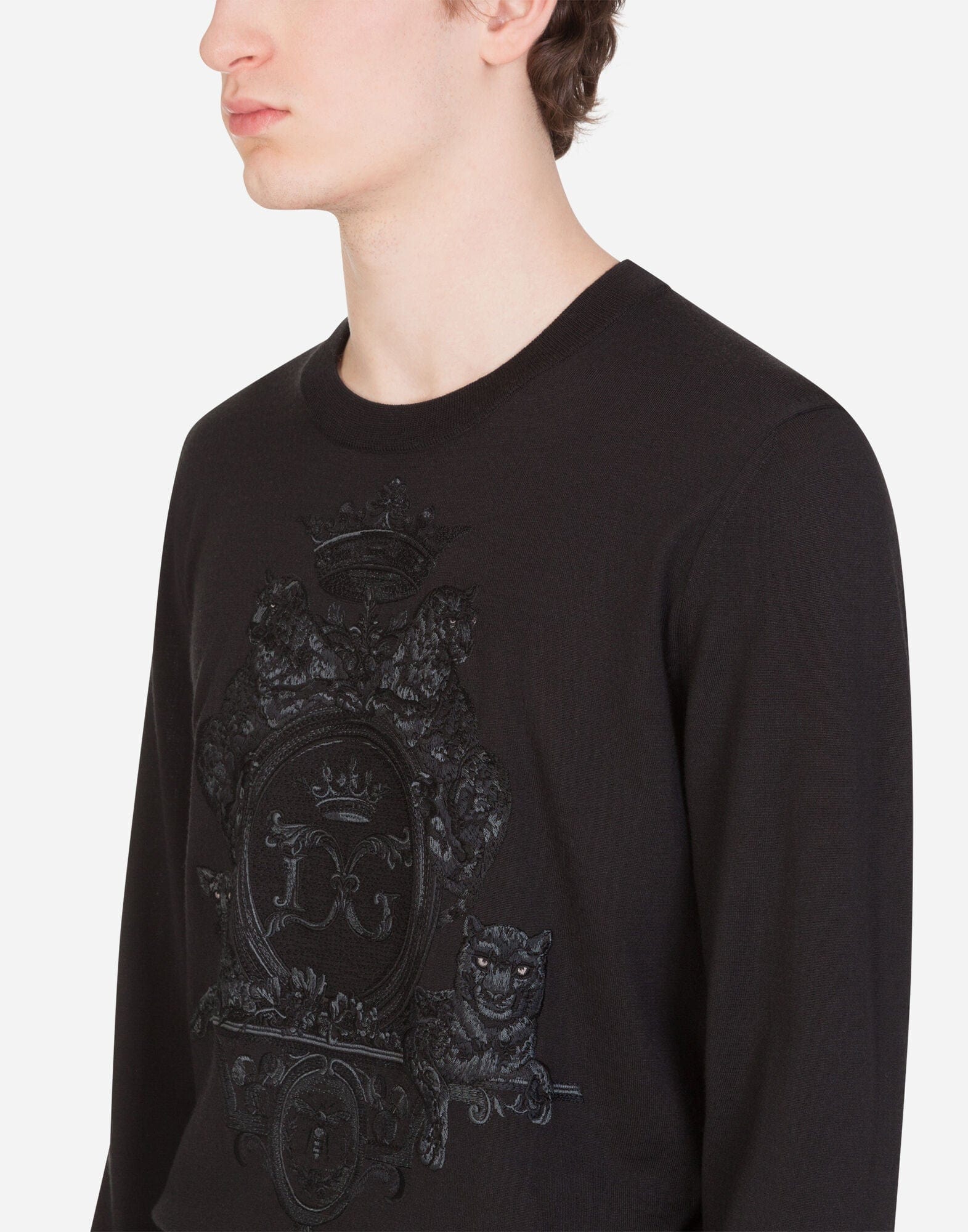 Dolce & Gabbana DG Heraldic Embroidery Silk-Blend Sweater