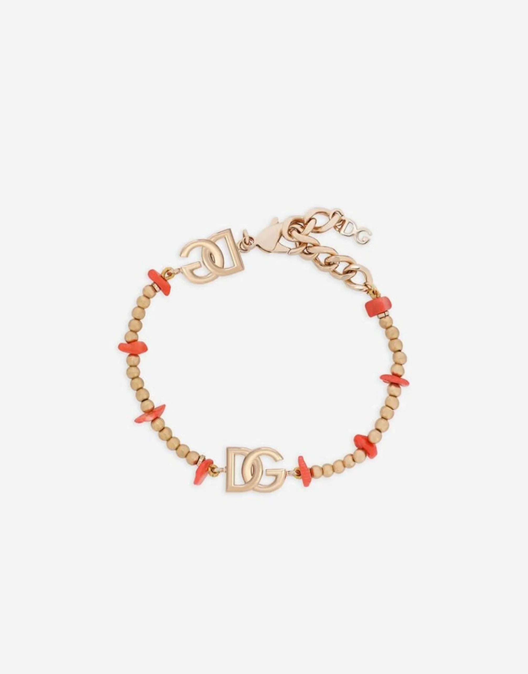 Dolce & Gabbana DG Logo Embellishment Resin Coral Bracelet