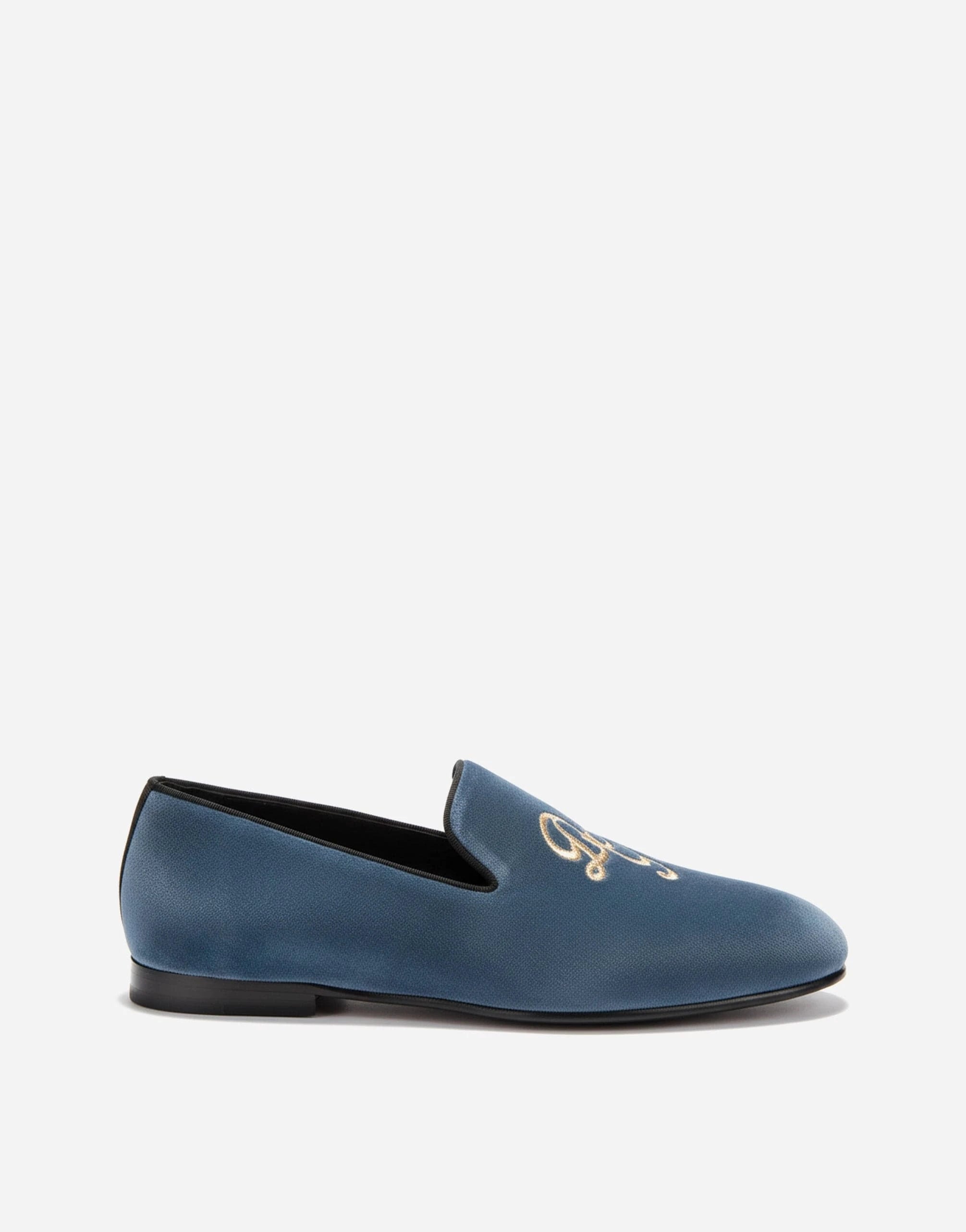 Dolce & Gabbana DG Logo Embroidered Velvet Loafers