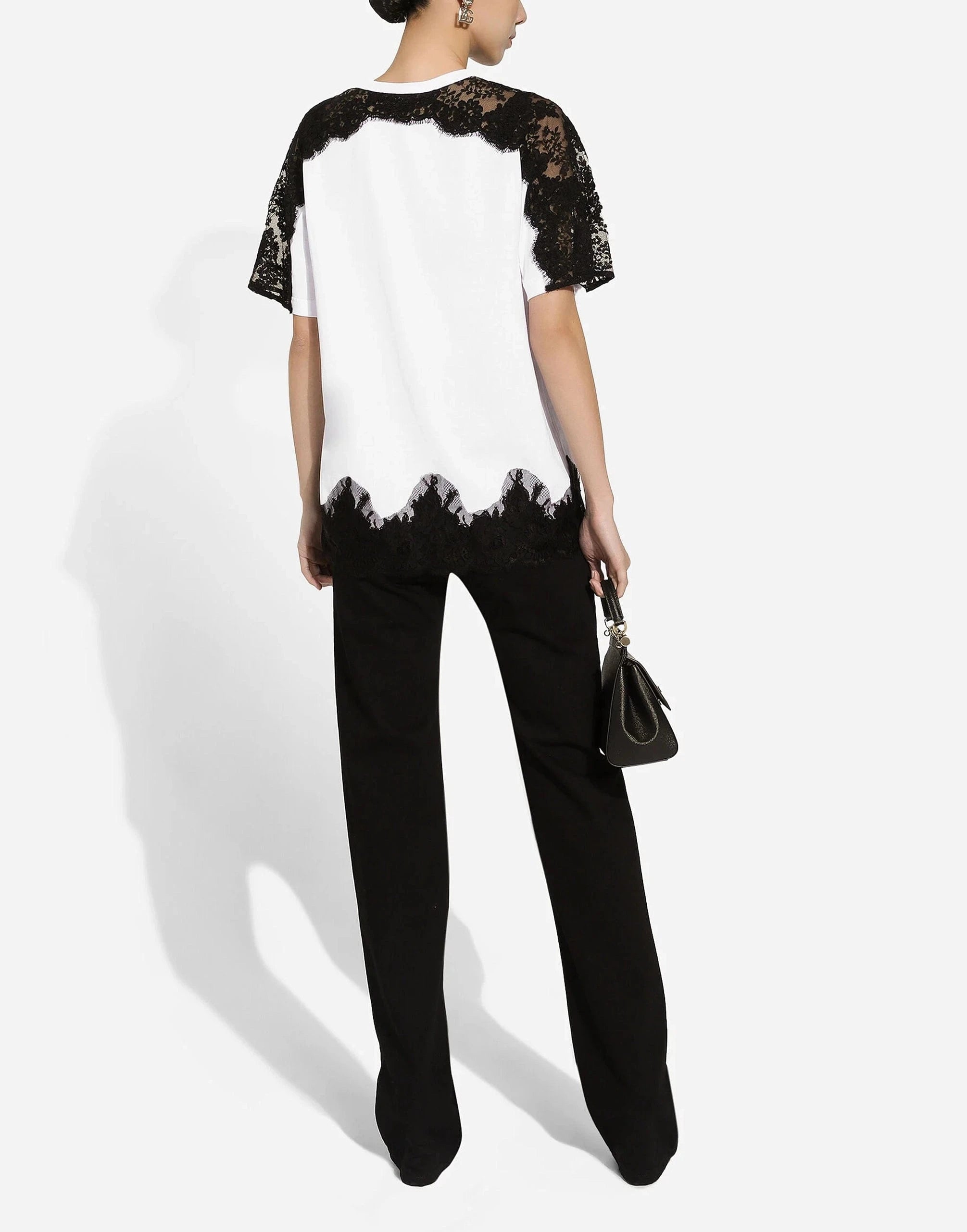 Dolce & Gabbana DG Logo Lace Inserts Jersey T-Shirt