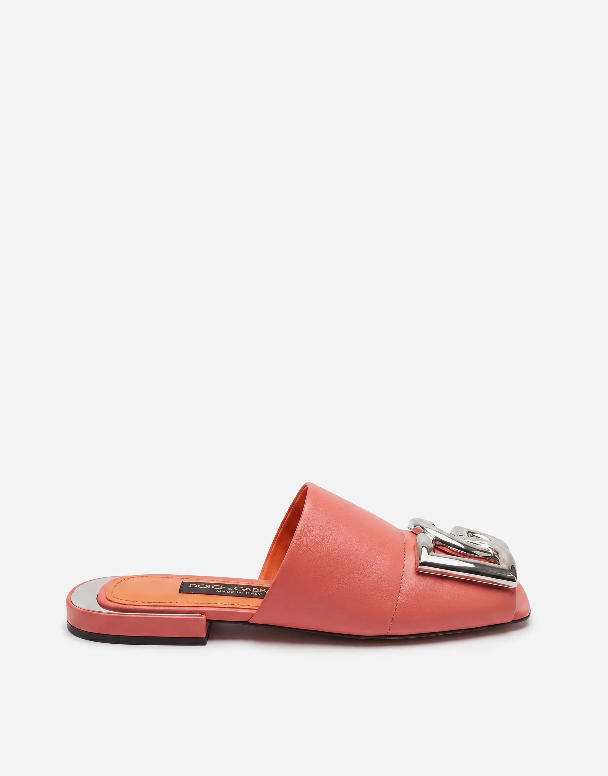 Dolce & Gabbana DG Logo Leather Slide Sandals