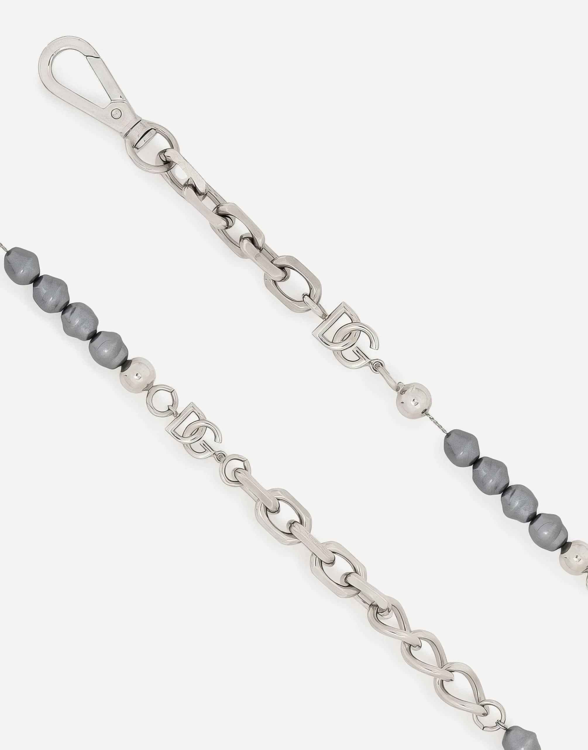 Dolce & Gabbana DG Logo Pearls-Embellished Chain Anklet