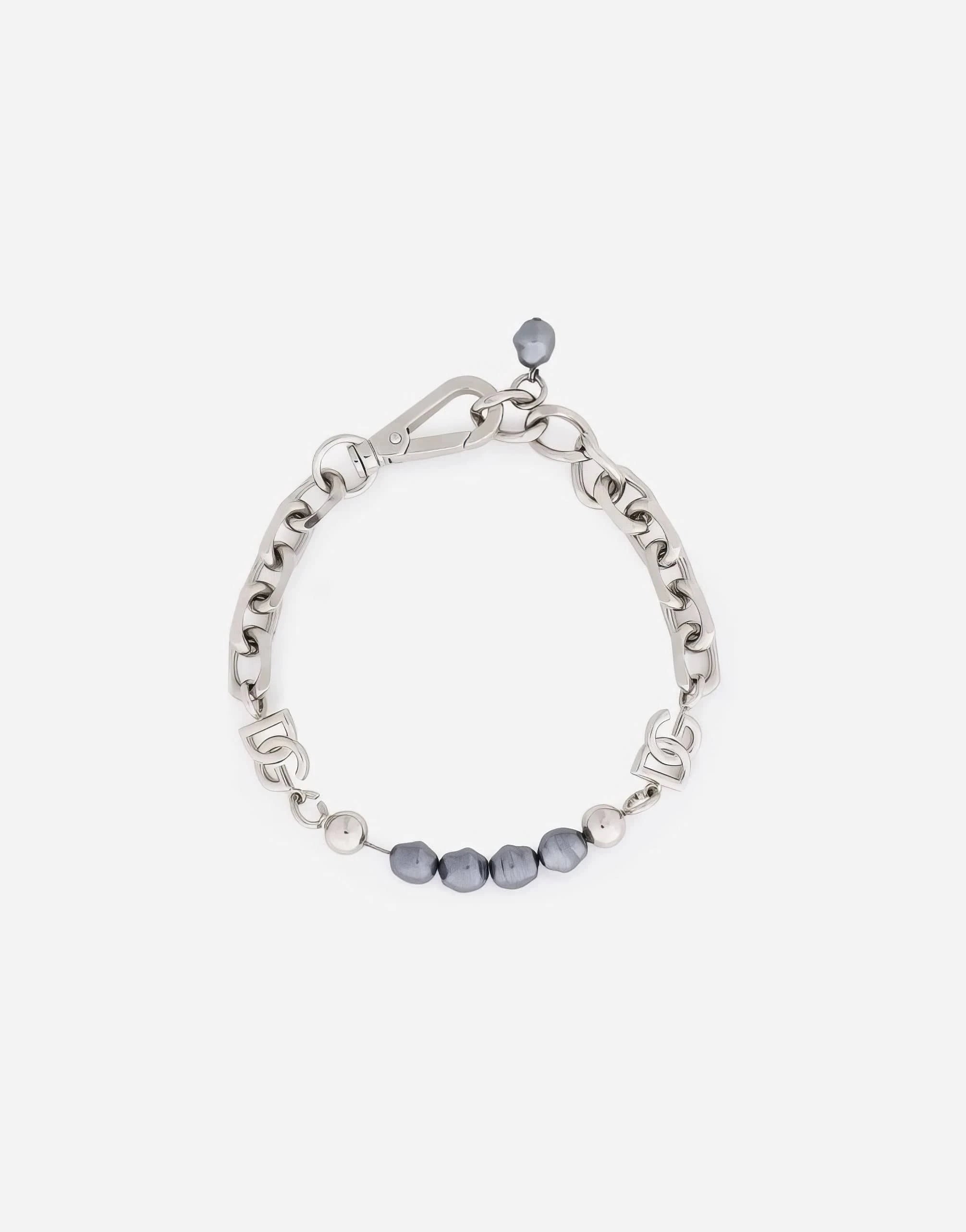 Dolce & Gabbana DG Logo Pearls-Embellished Chain Anklet