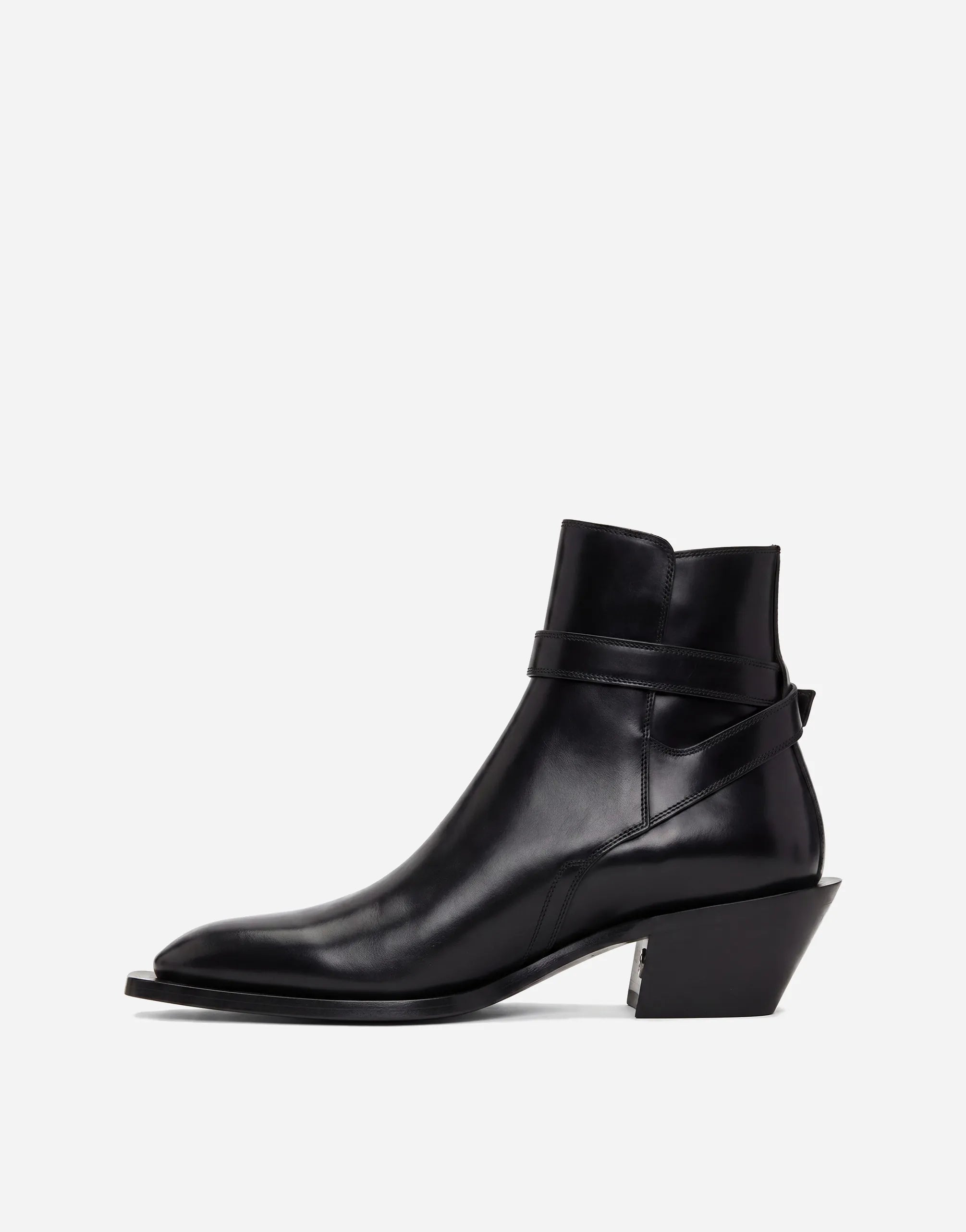 Dolce & Gabbana Dolce & Gabbana DG Logo Plaque Leather Harness Ankle Boots