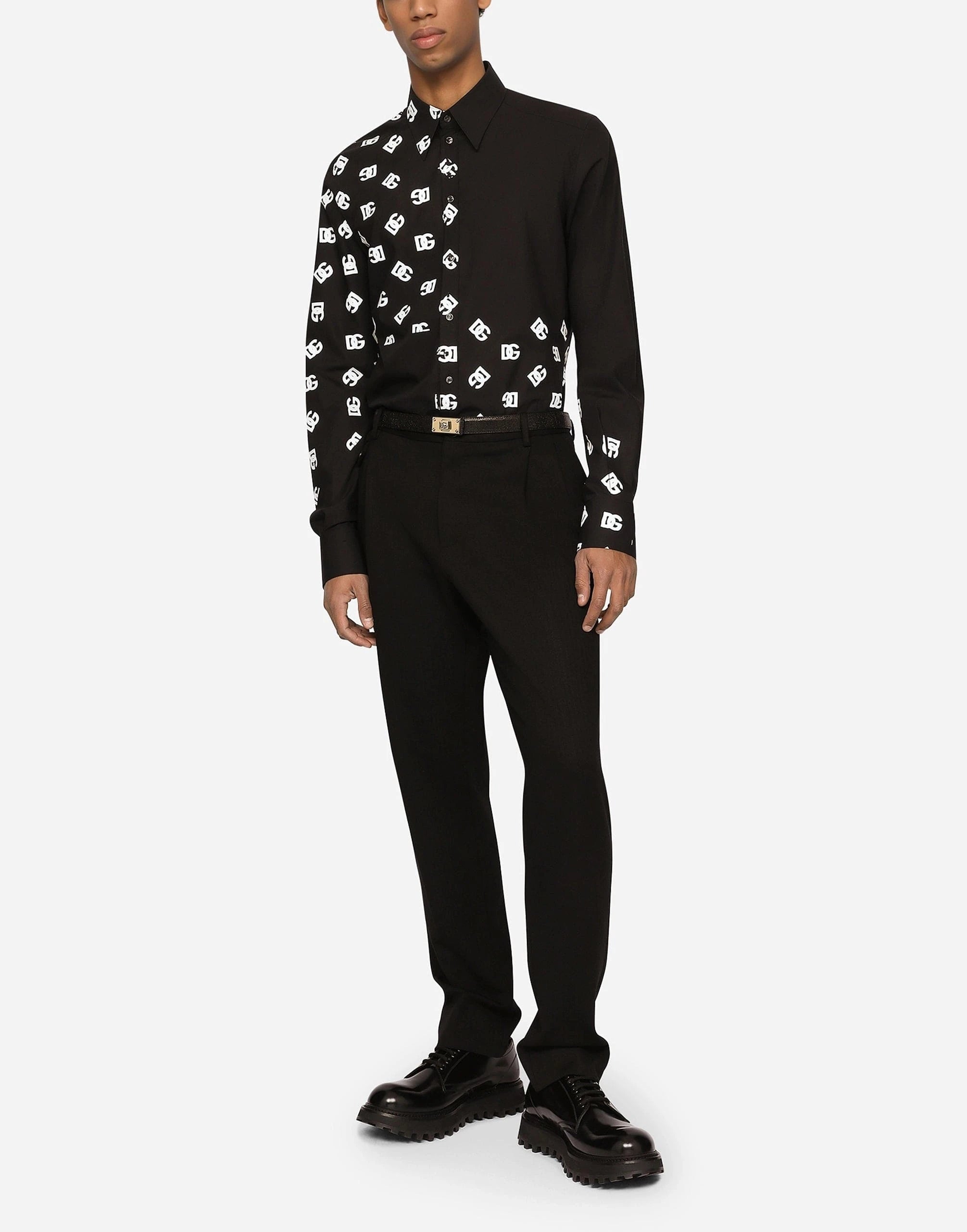 Dolce & Gabbana DG Logo Print Martini-Fit Shirt