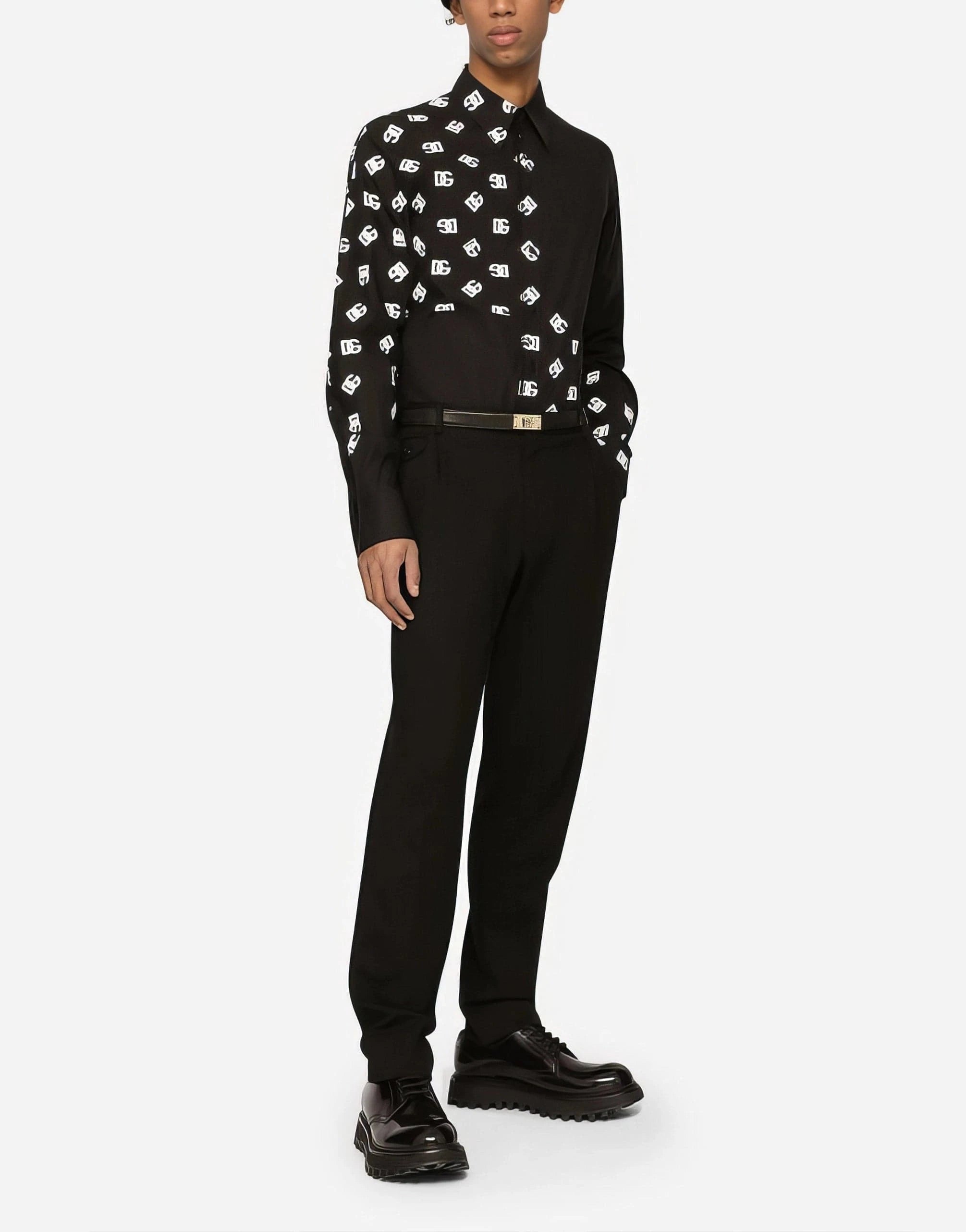 Dolce & Gabbana DG Logo Print Martini-Fit Shirt