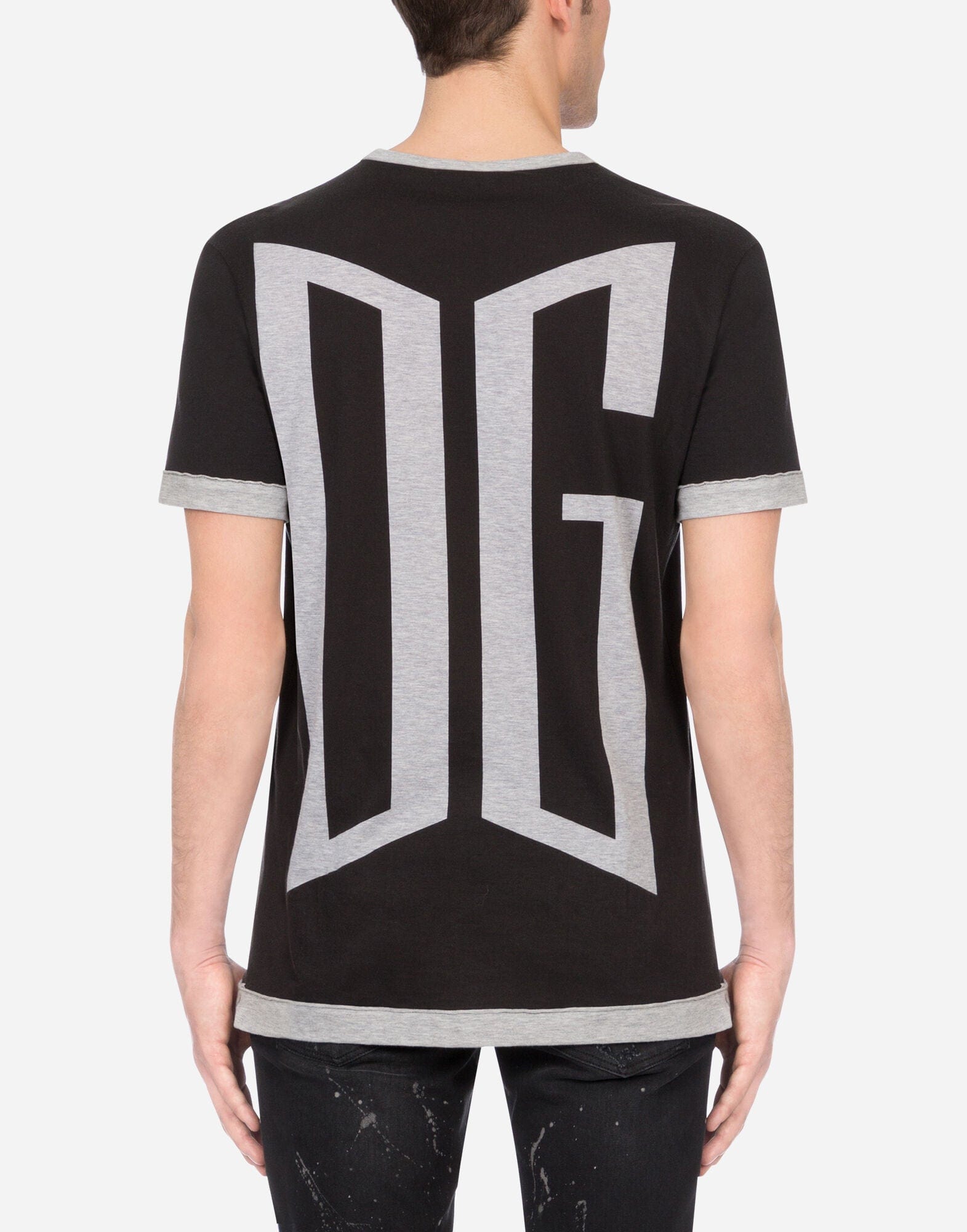 Dolce & Gabbana DG Logo Print Two-Tone T-Shirt