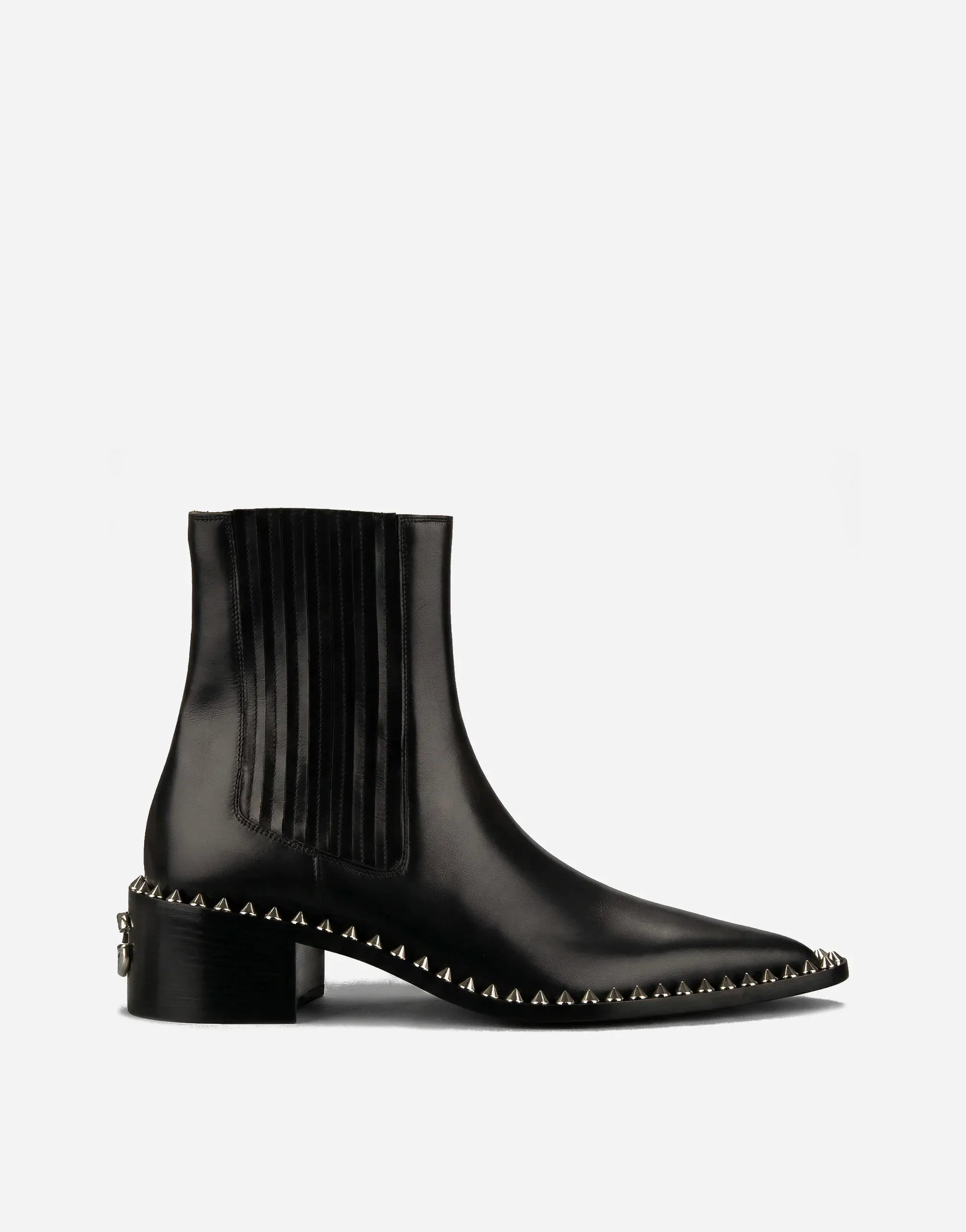 Dolce & Gabbana DG Metal Logo Studs Leather Boots