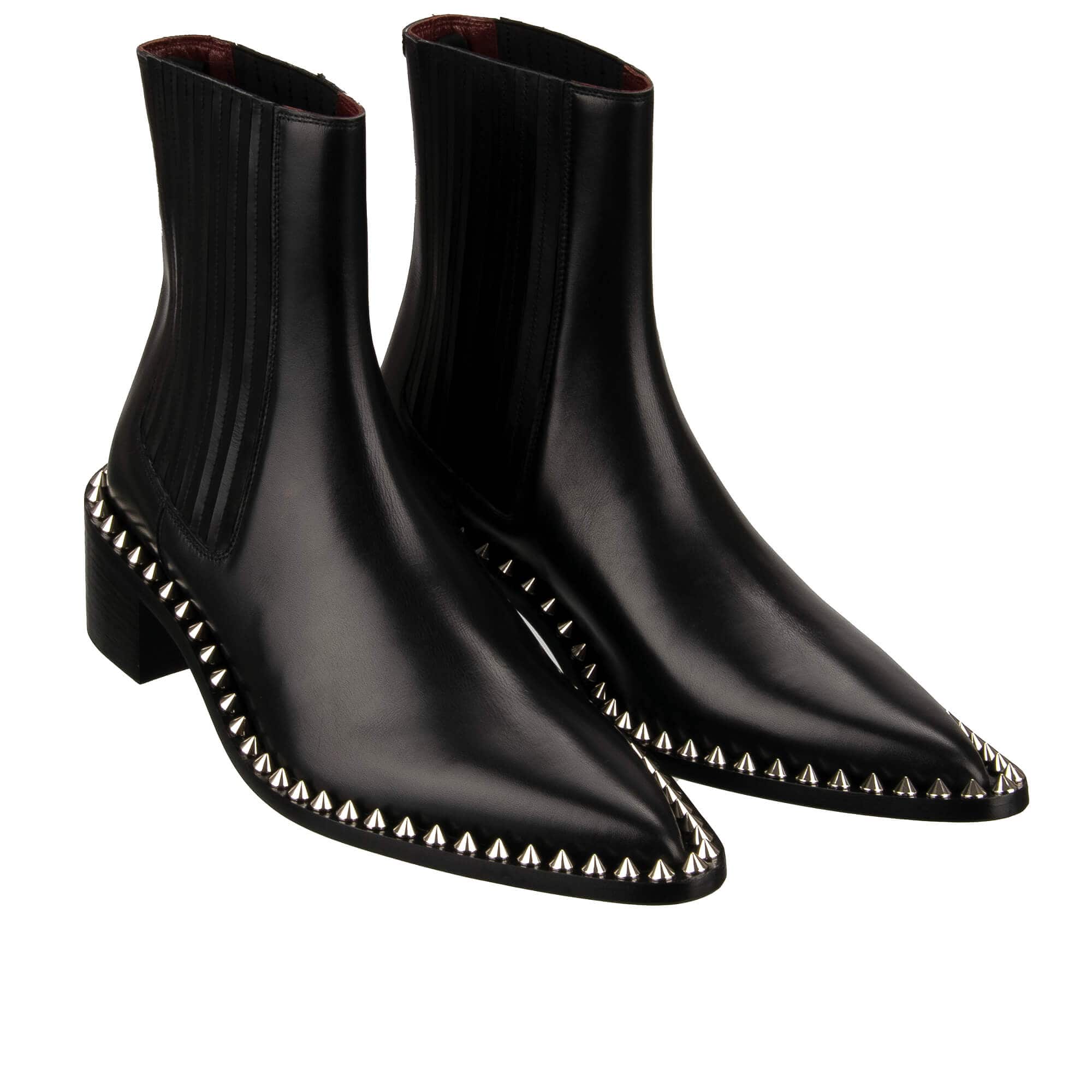 Dolce & Gabbana DG Metal Logo Studs Leather Boots