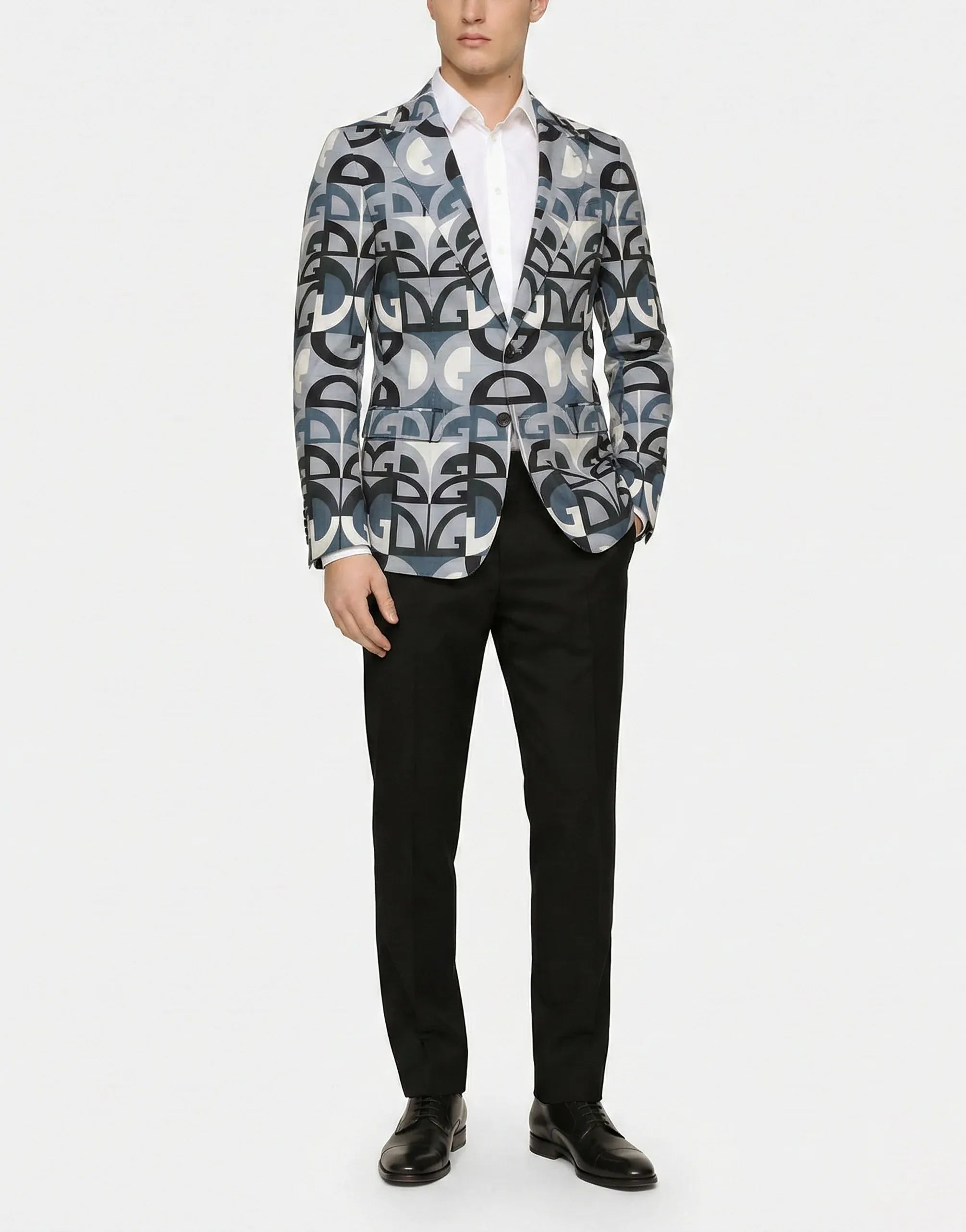 Dolce & Gabbana DG Monogram Print Single-Breasted Blazer