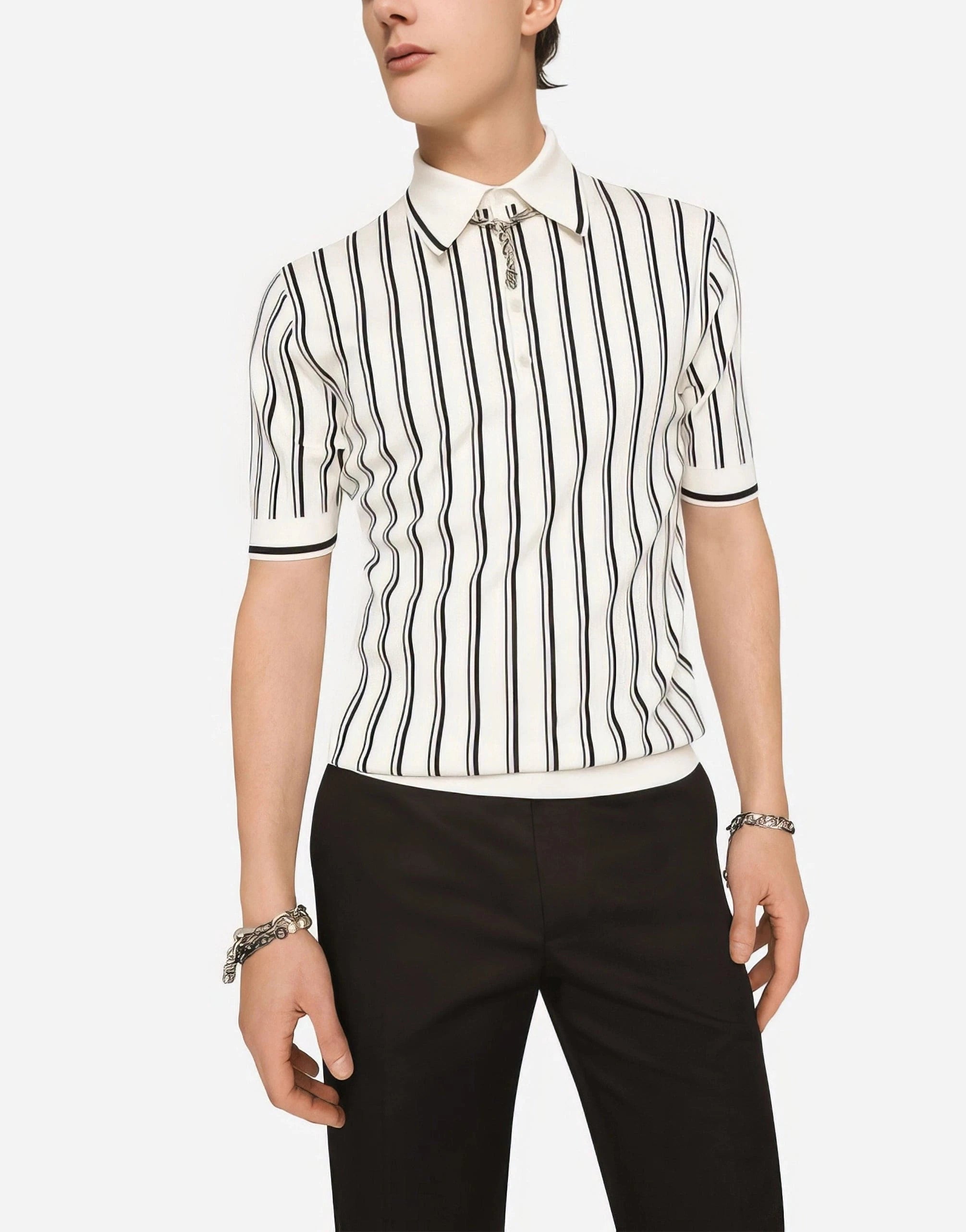 Dolce & Gabbana DG Patch Inlaid Silk Polo
