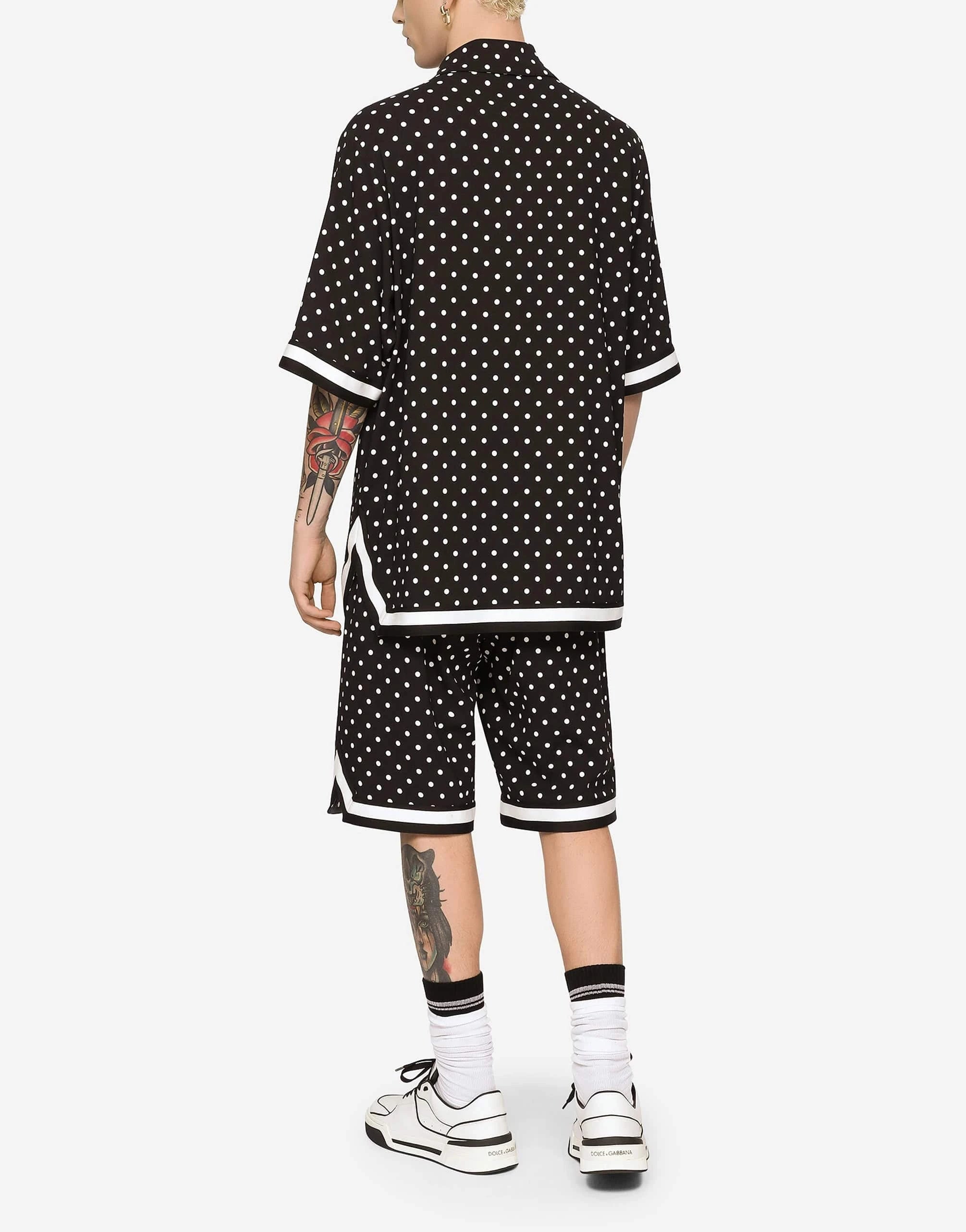 Dolce & Gabbana DG Patch Polka-Dot Print Oversized Shirt
