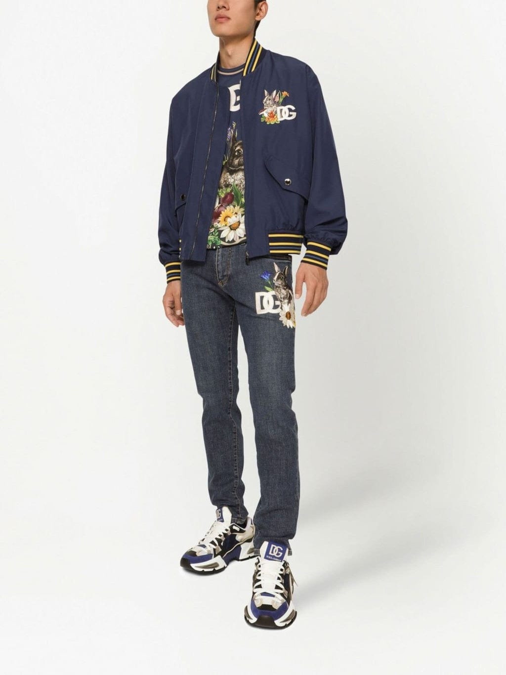 Dolce & Gabbana DG Patch Slim-Fit Stretch Denim Jeans