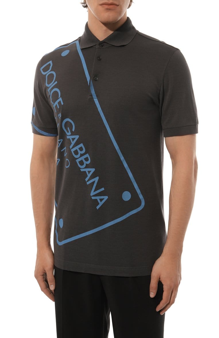 Dolce & Gabbana DG Plaque-Print Polo Shirt
