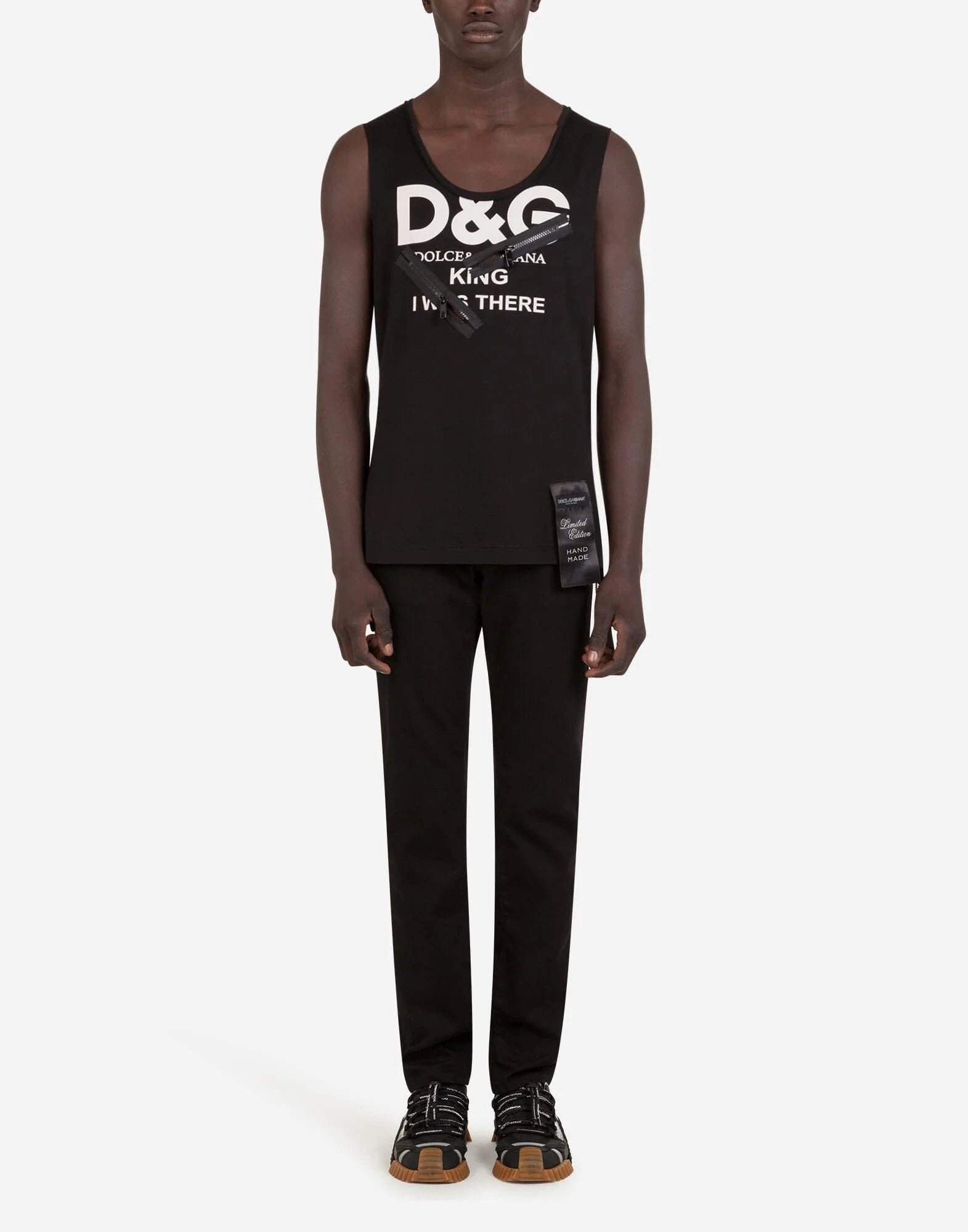 Dolce & Gabbana DG-Print And Zipper Sleeveless T-Shirt