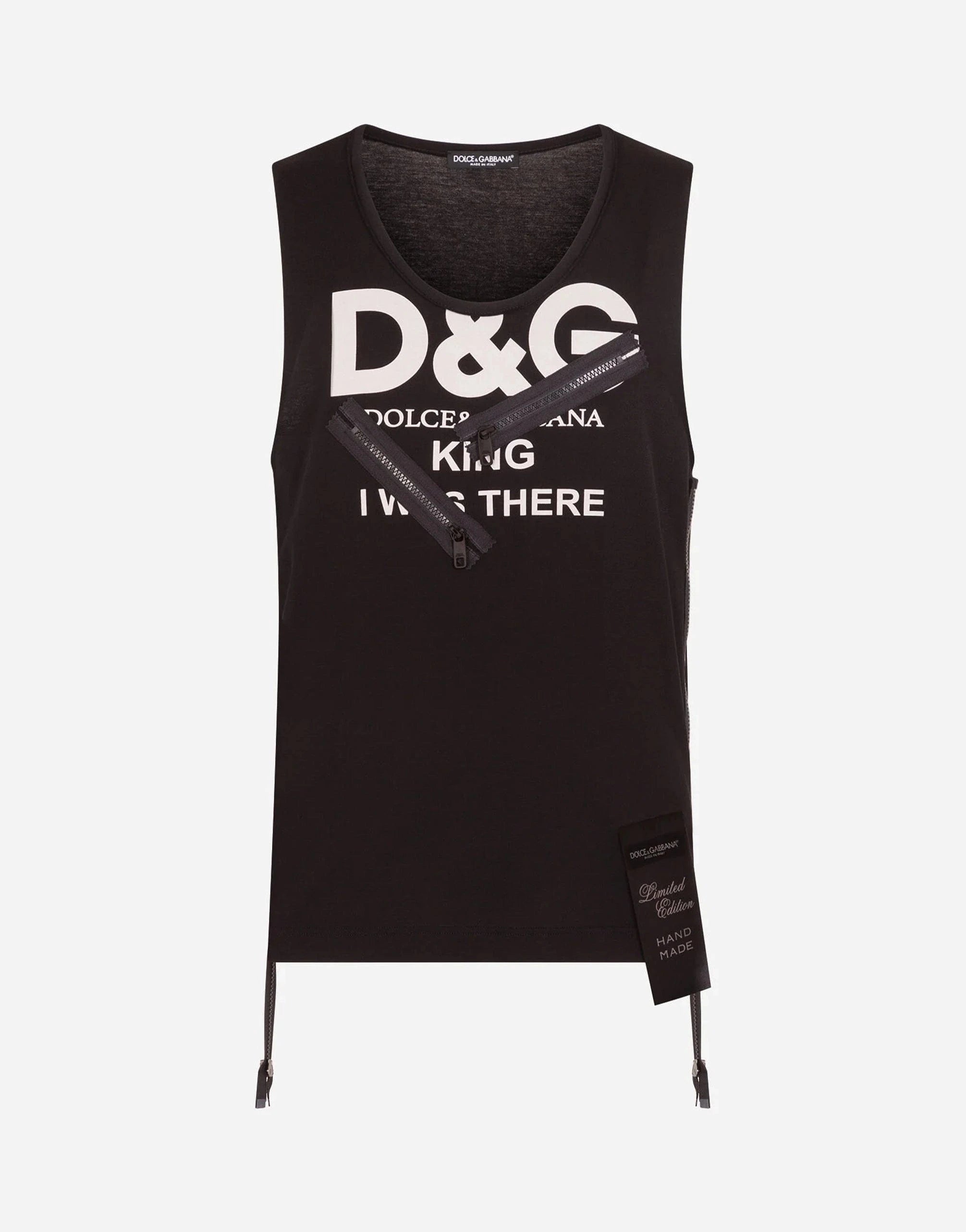 Dolce & Gabbana DG-Print And Zipper Sleeveless T-Shirt