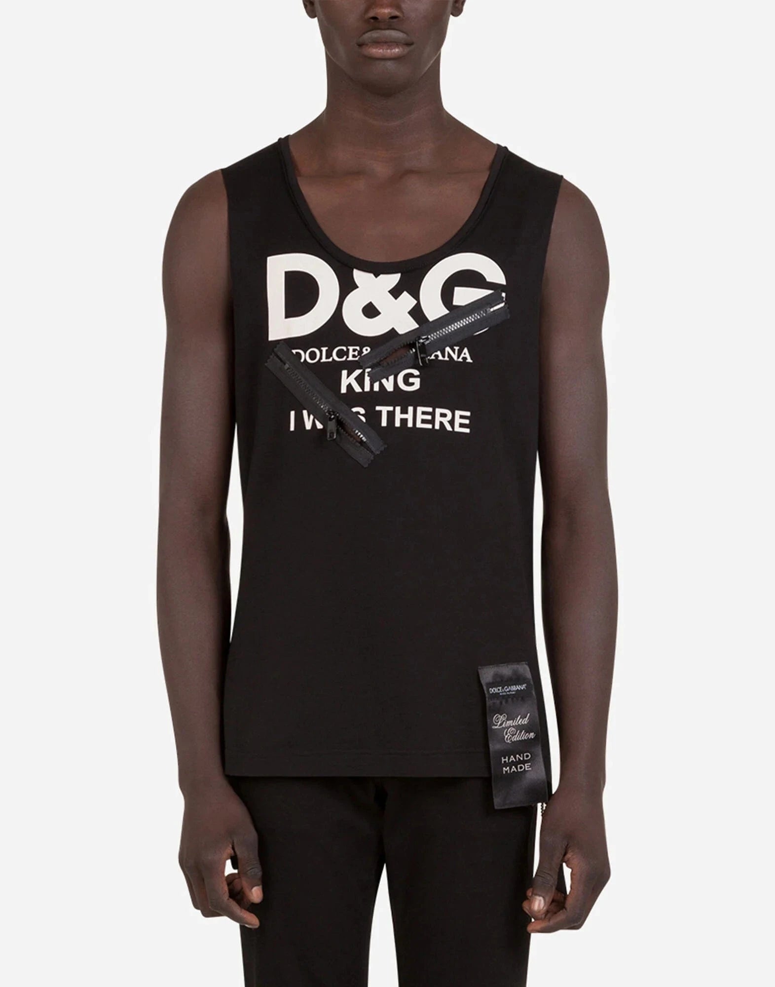 Dolce & Gabbana DG-Print And Zipper Sleeveless T-Shirt