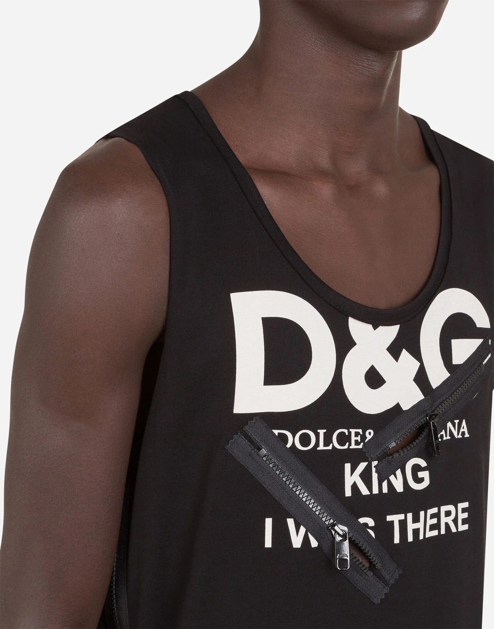 Dolce & Gabbana DG-Print And Zipper Sleeveless T-Shirt