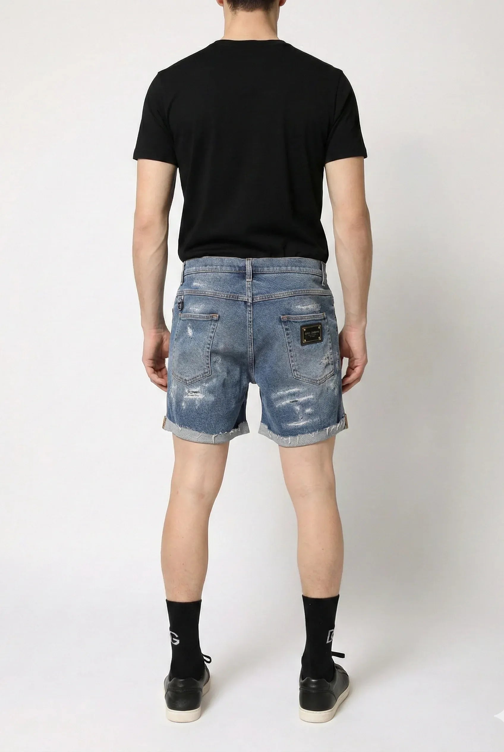 Dolce & Gabbana Distressed Cotton Denim Shorts