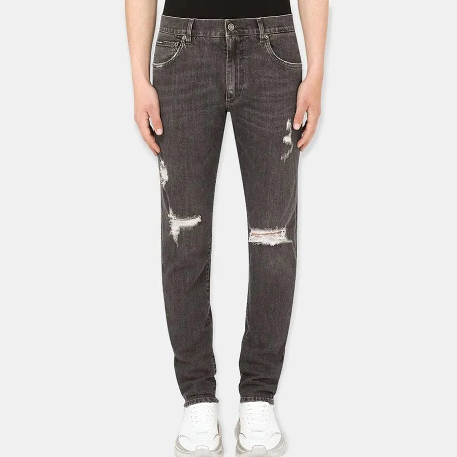 Dolce & Gabbana Distressed Cotton Slim Jeans