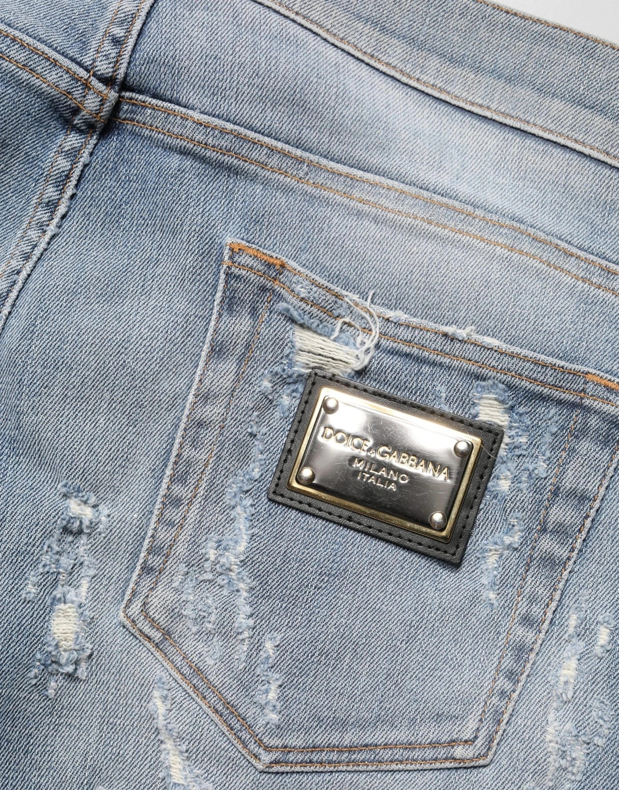 Dolce & Gabbana Distressed Light Blue Skinny-Fit Jeans