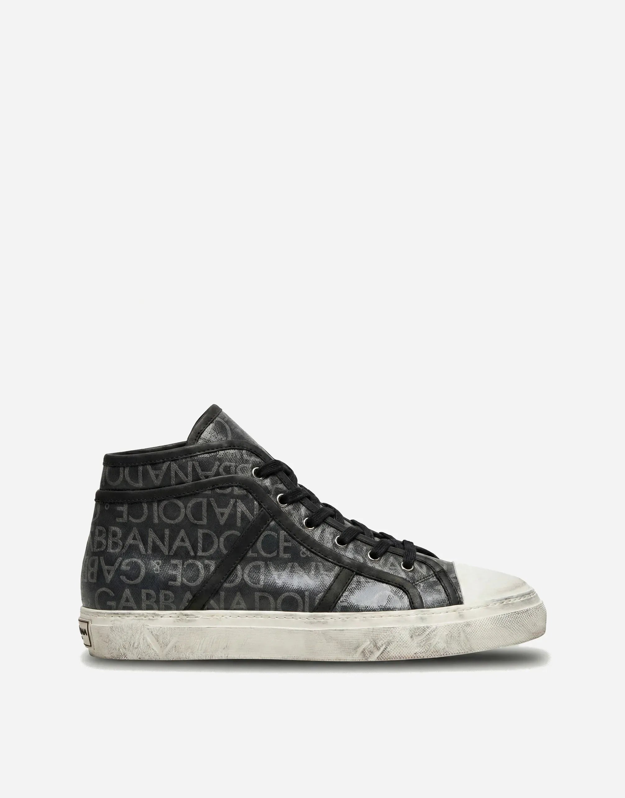 Dolce & Gabbana Distressed Logo-Print High-Top Sneakers