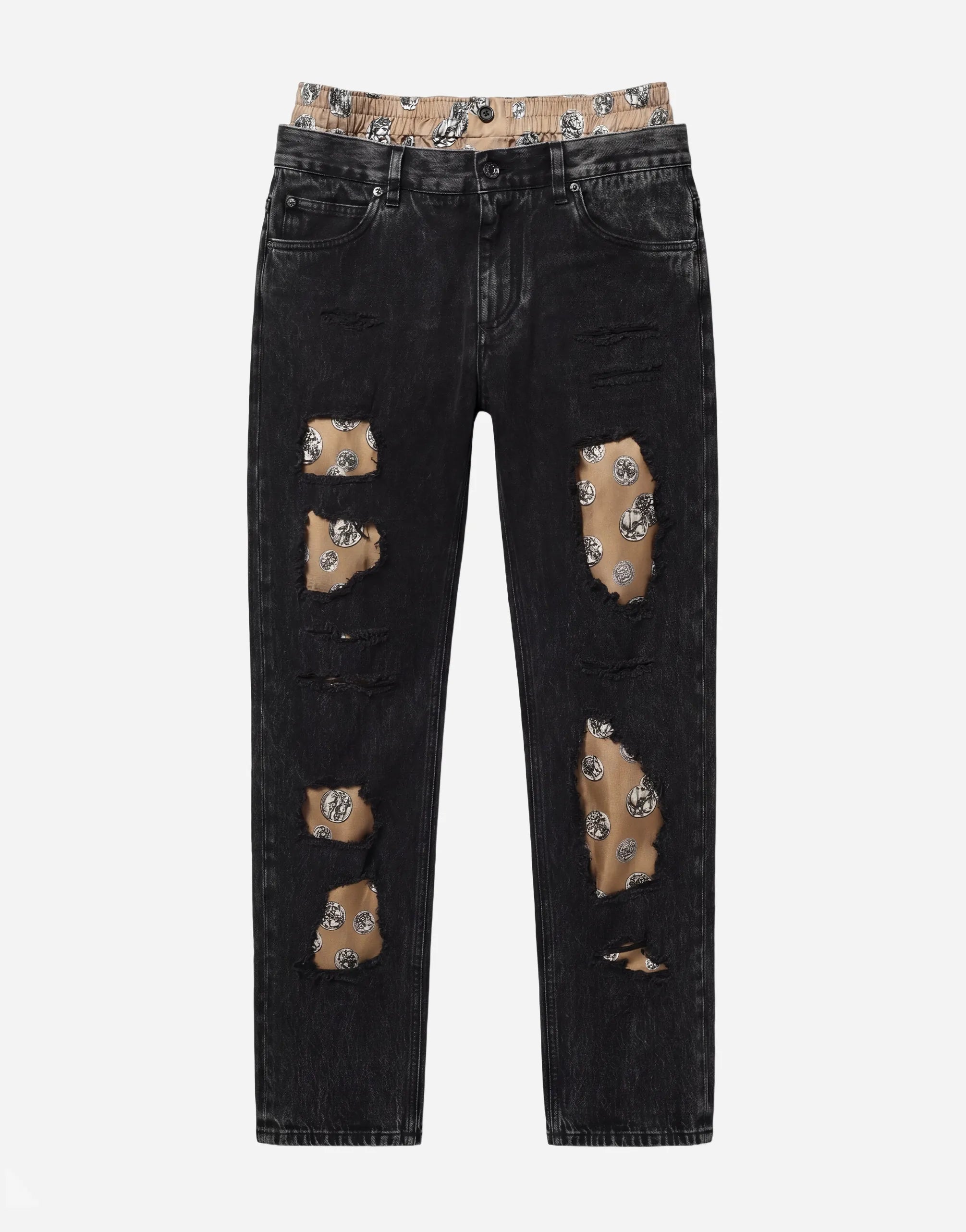 Dolce & Gabbana Dolce & Gabbana Distressed Patchwork Straight Leg Jeans