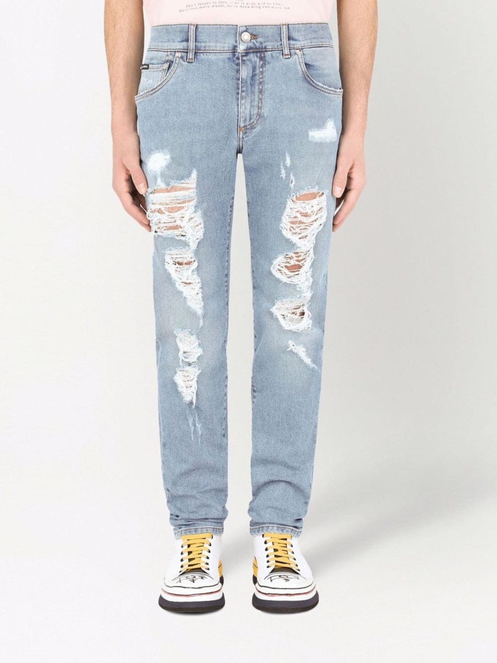 Dolce & Gabbana Distressed Straight Cut Jeans