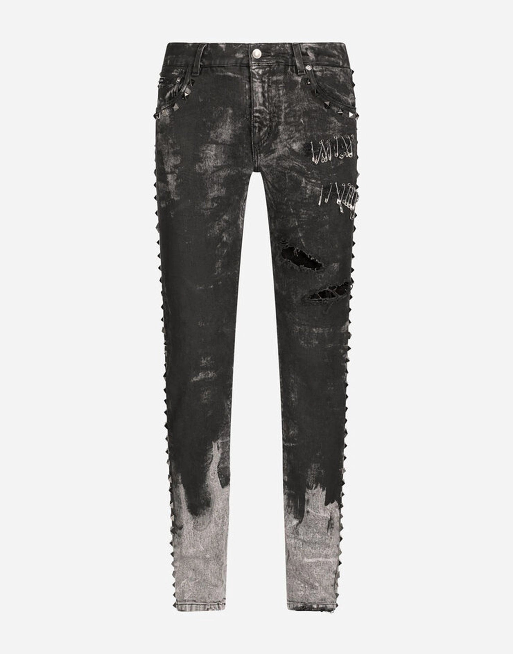 Dolce & Gabbana Distressed Studded Slim-Fit Jeans | Sendegaro