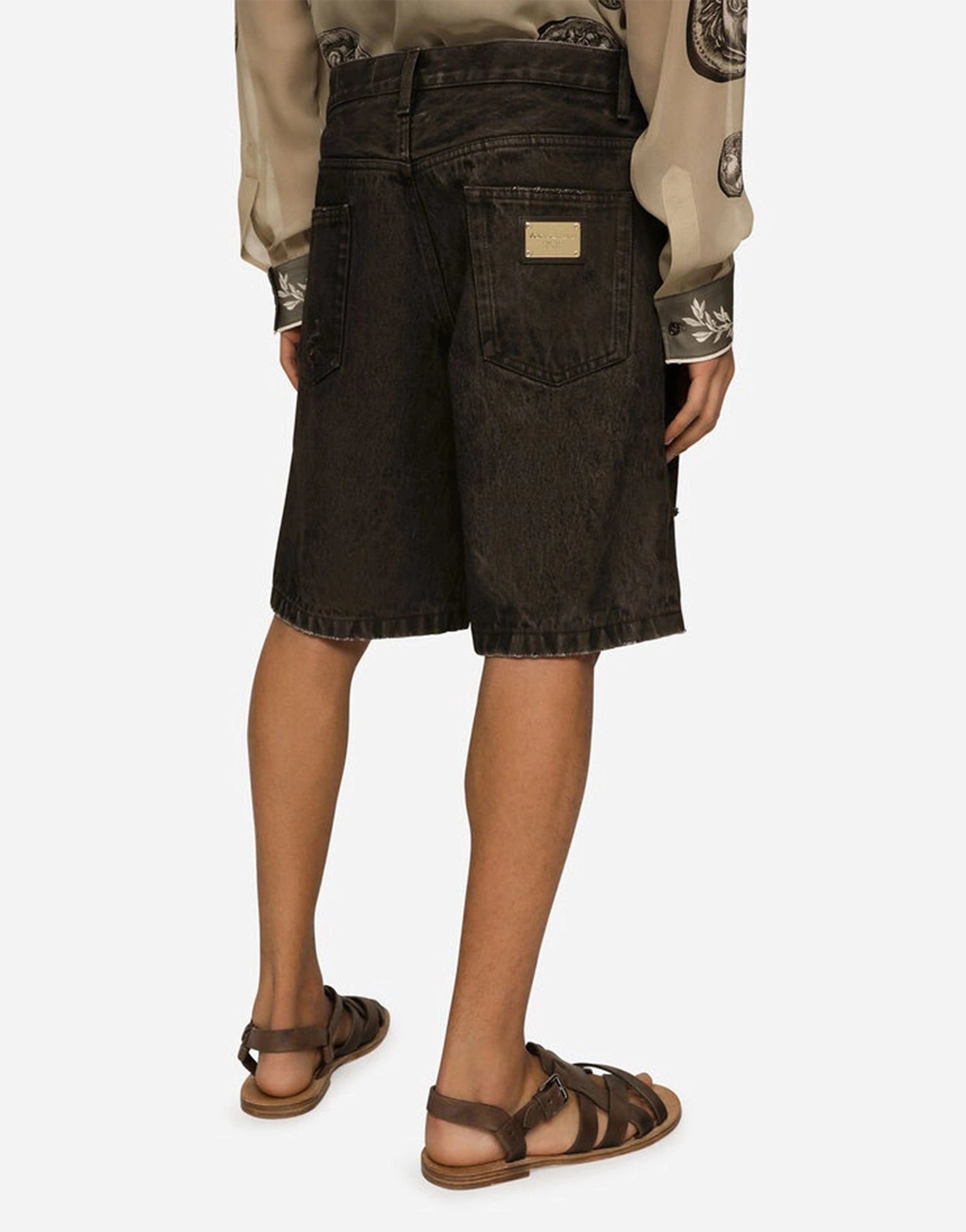 Dolce & Gabbana Distressed Washed Denim Bermuda Shorts
