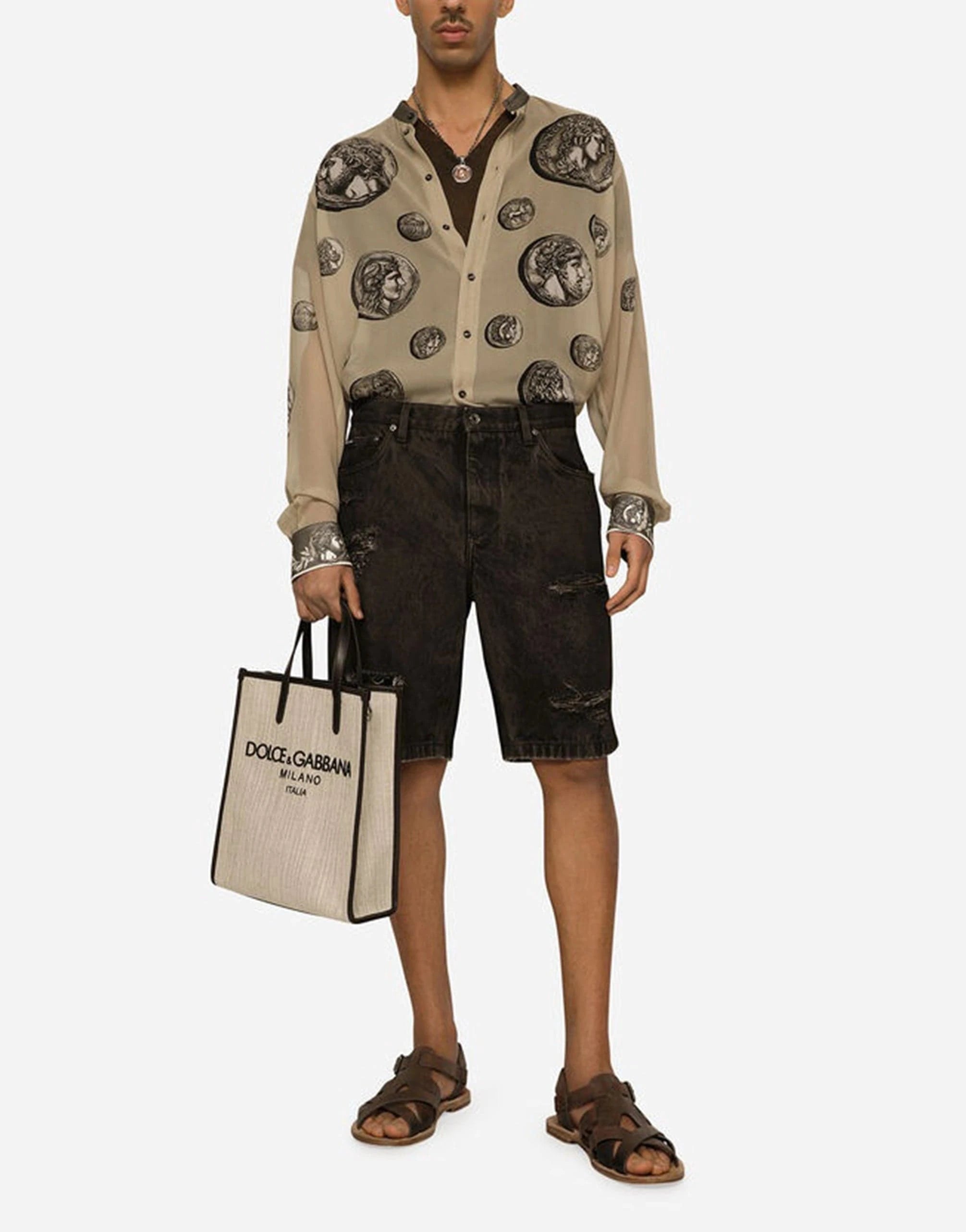 Dolce & Gabbana Distressed Washed Denim Bermuda Shorts