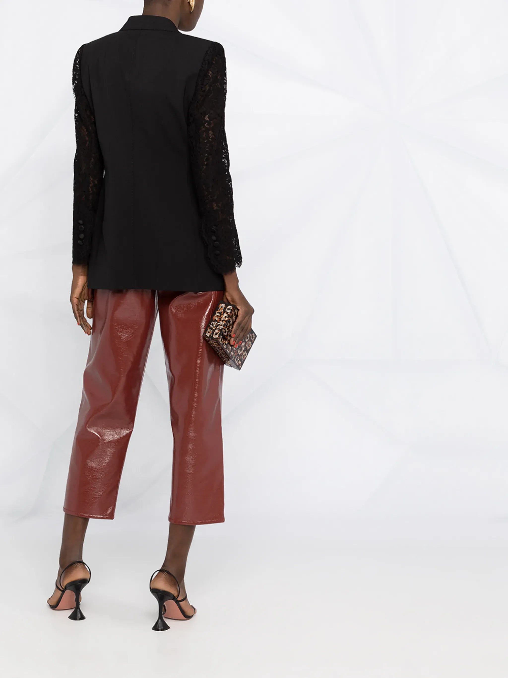 Dolce & Gabbana Double-Breasted Lace-Sleeve Blazer