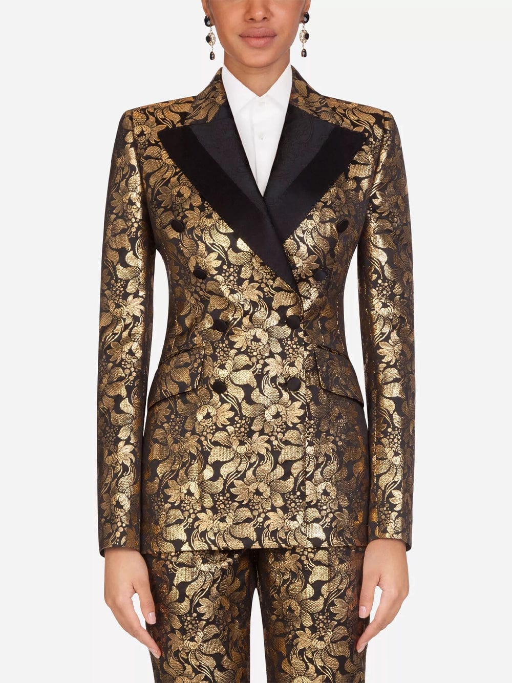 Dolce & Gabbana Double-Breasted Lamé Jacquard Jacket