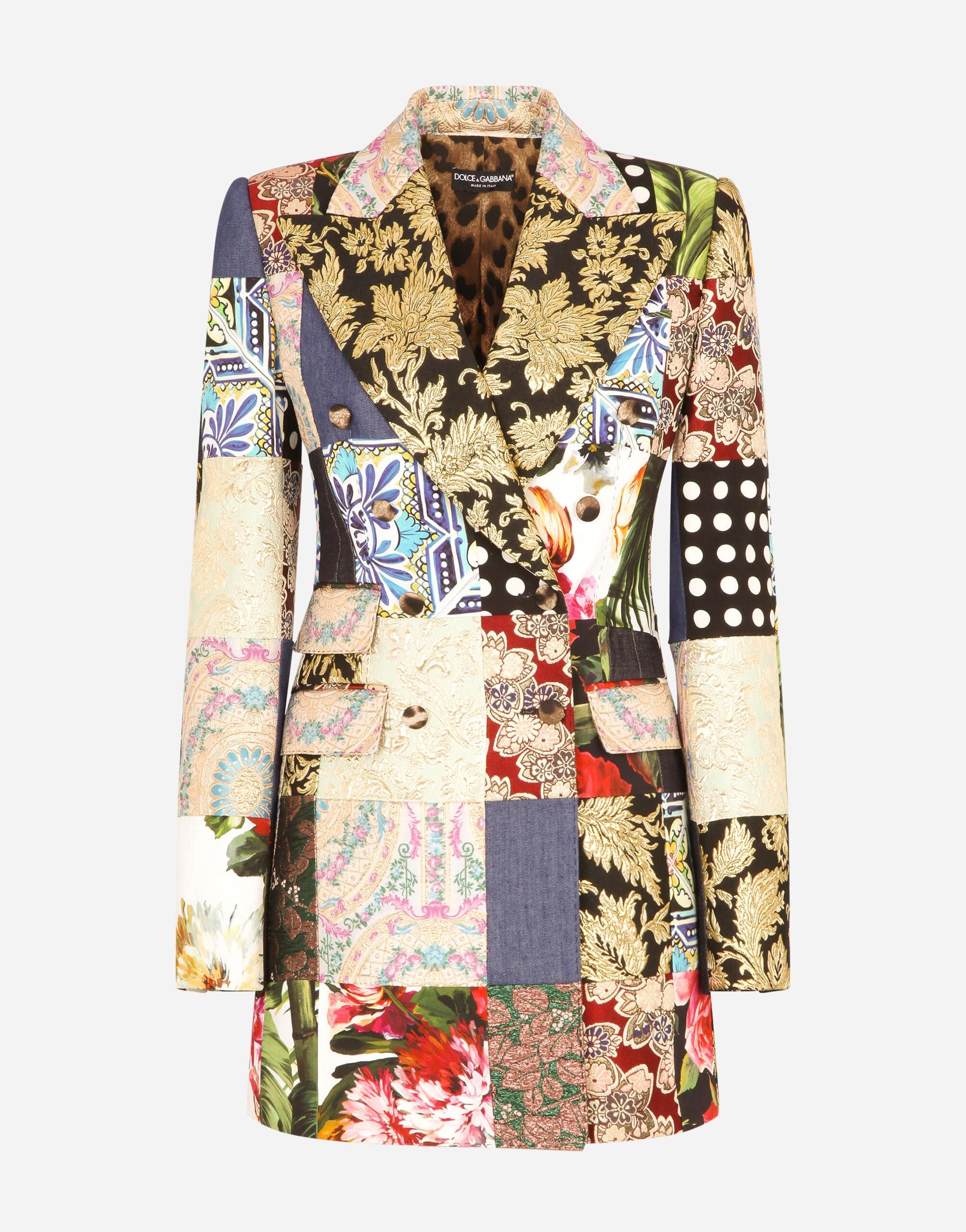 Dolce & Gabbana Double-Breasted Patchwork Jacquard Blazer