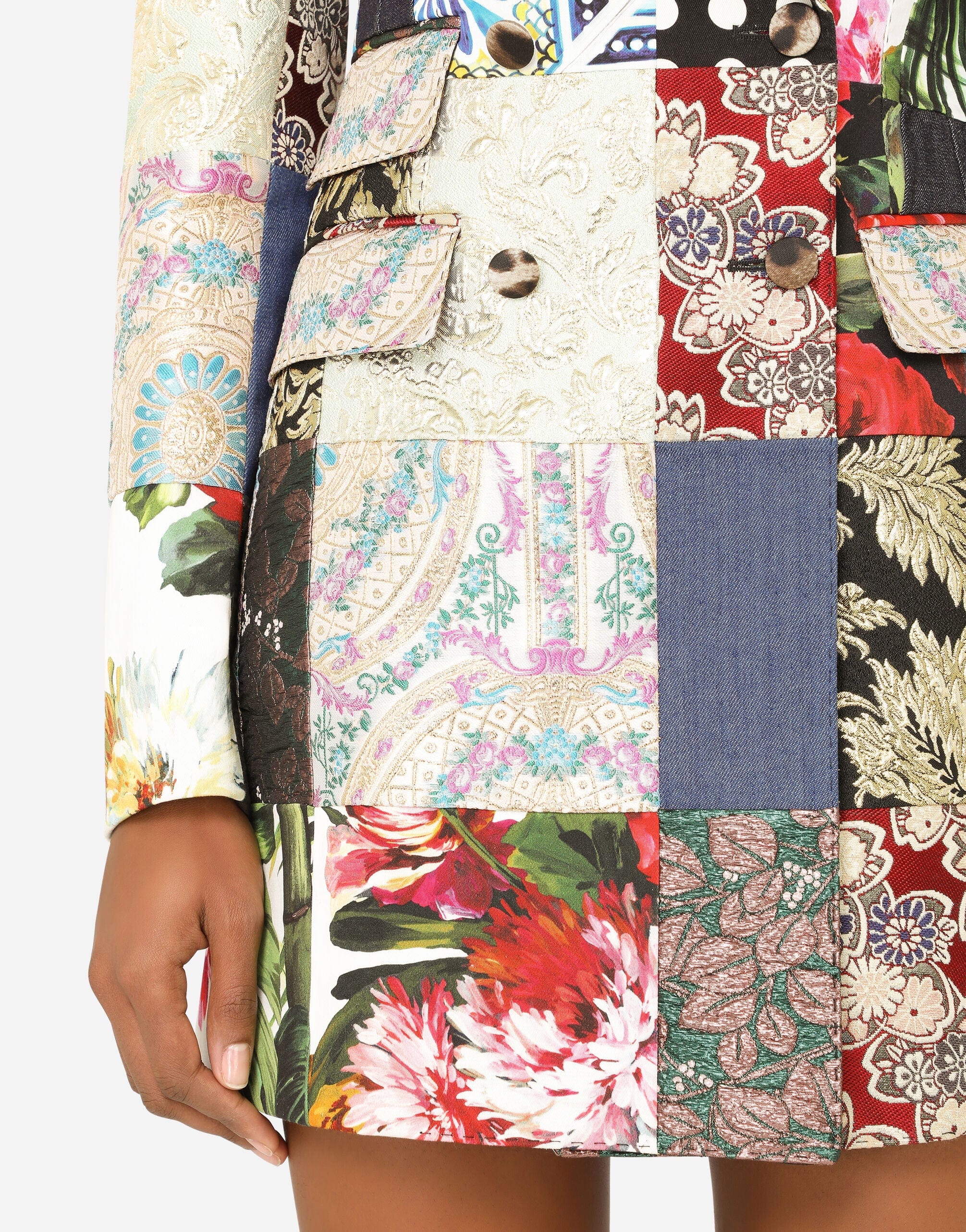 Dolce & Gabbana Double-Breasted Patchwork Jacquard Blazer