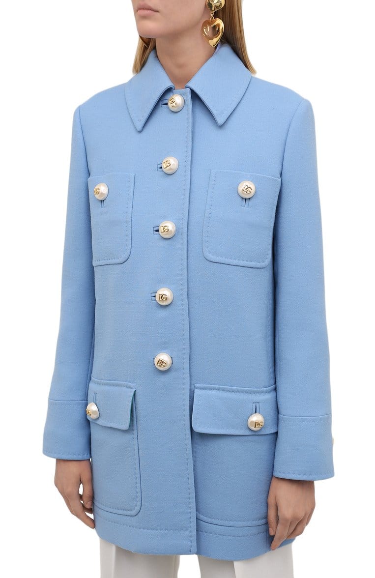 Dolce & Gabbana Double-Crepe DG Buttons Peacoat