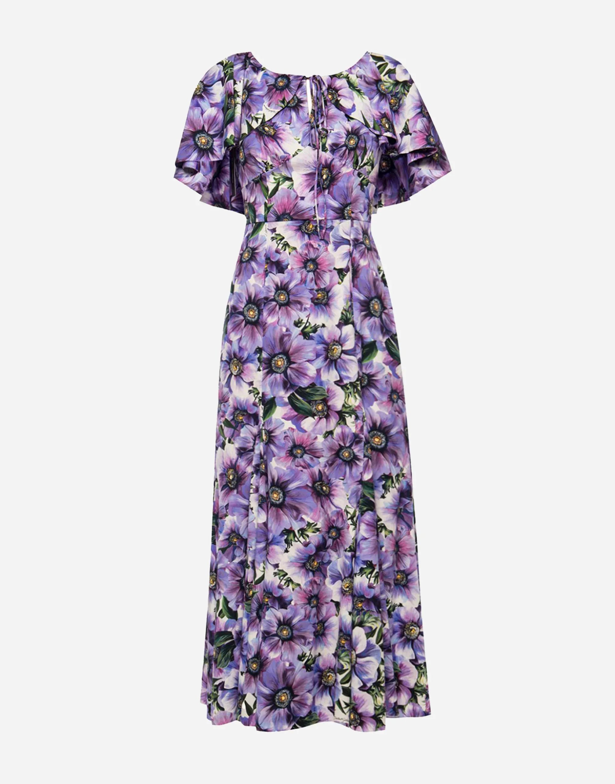 Dolce & Gabbana Draped Floral-Print Silk Maxi Dress