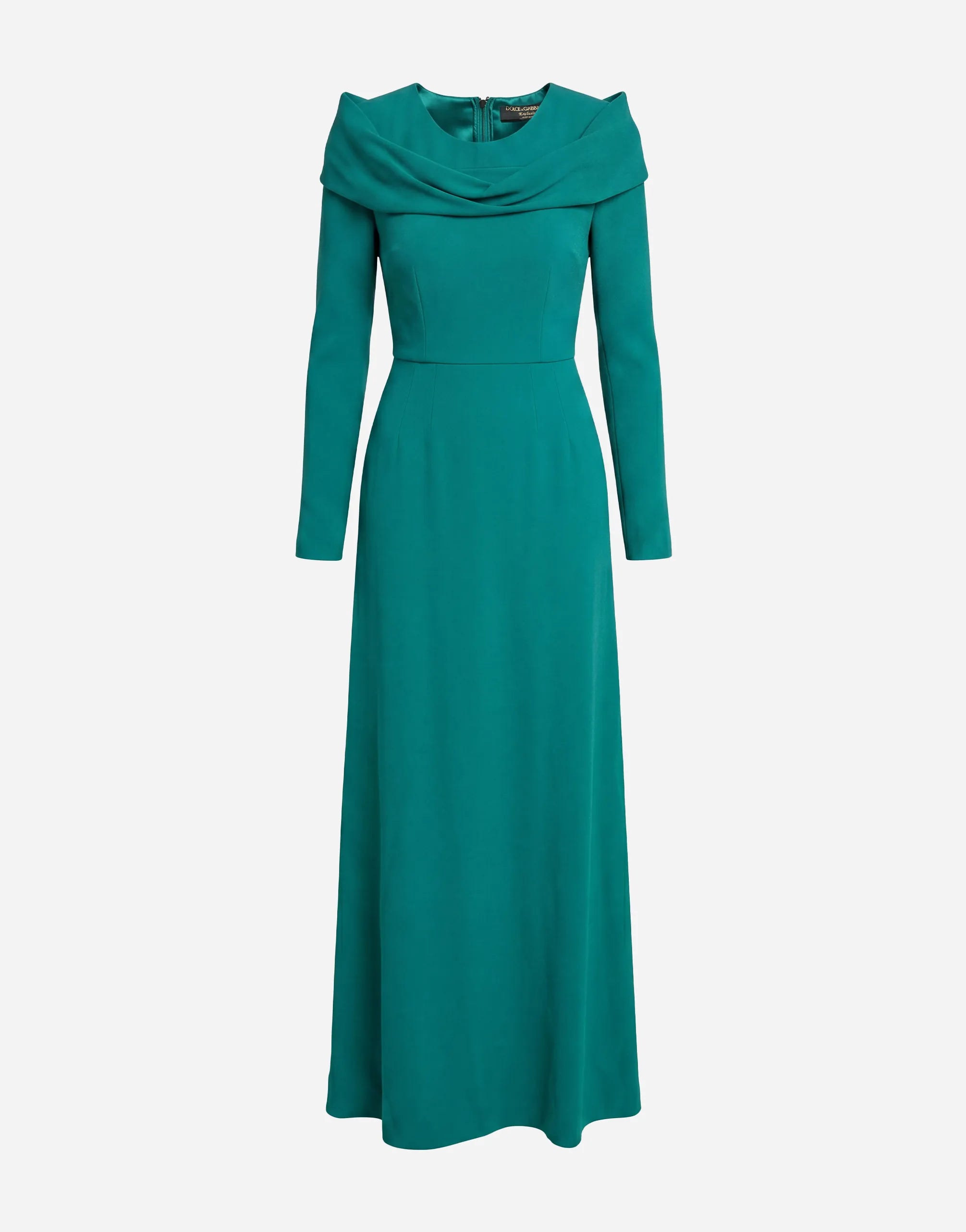 Dolce & Gabbana Draped Neck Long Sleeve Maxi Dress