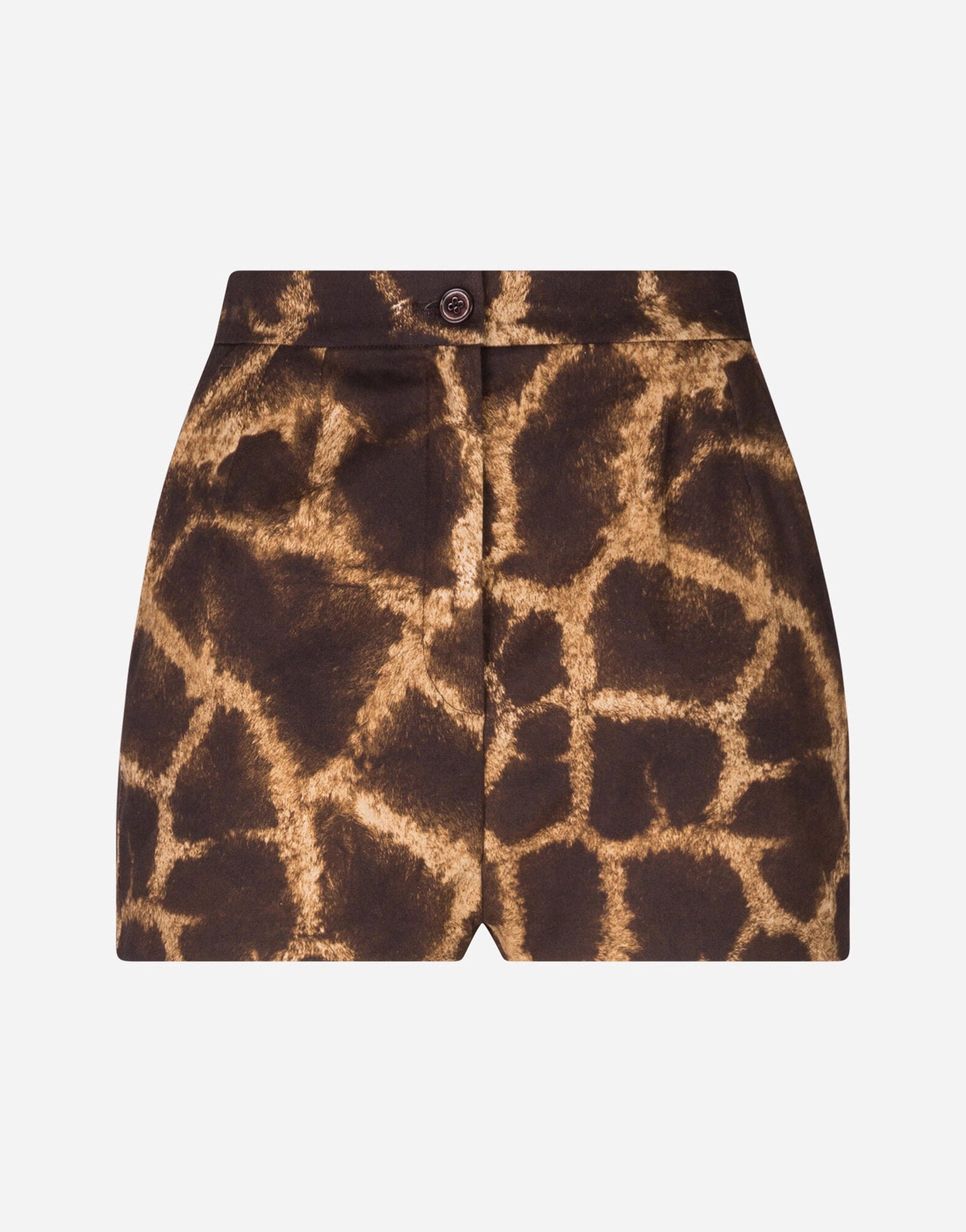 Drill Shorts With Giraffe Print